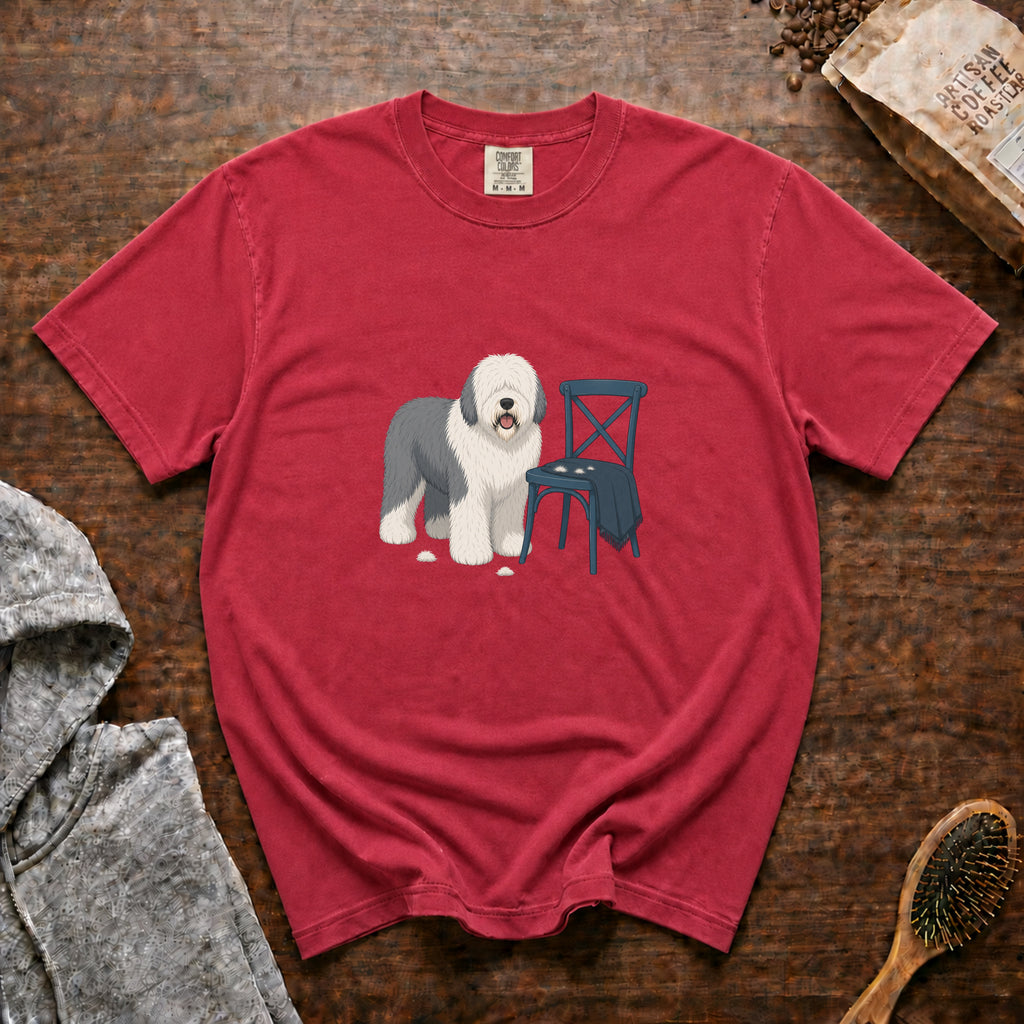 Old English Sheepdog Shed Happens T-Shirt — Crimson