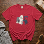 Old English Sheepdog Shed Happens T-Shirt — Crimson