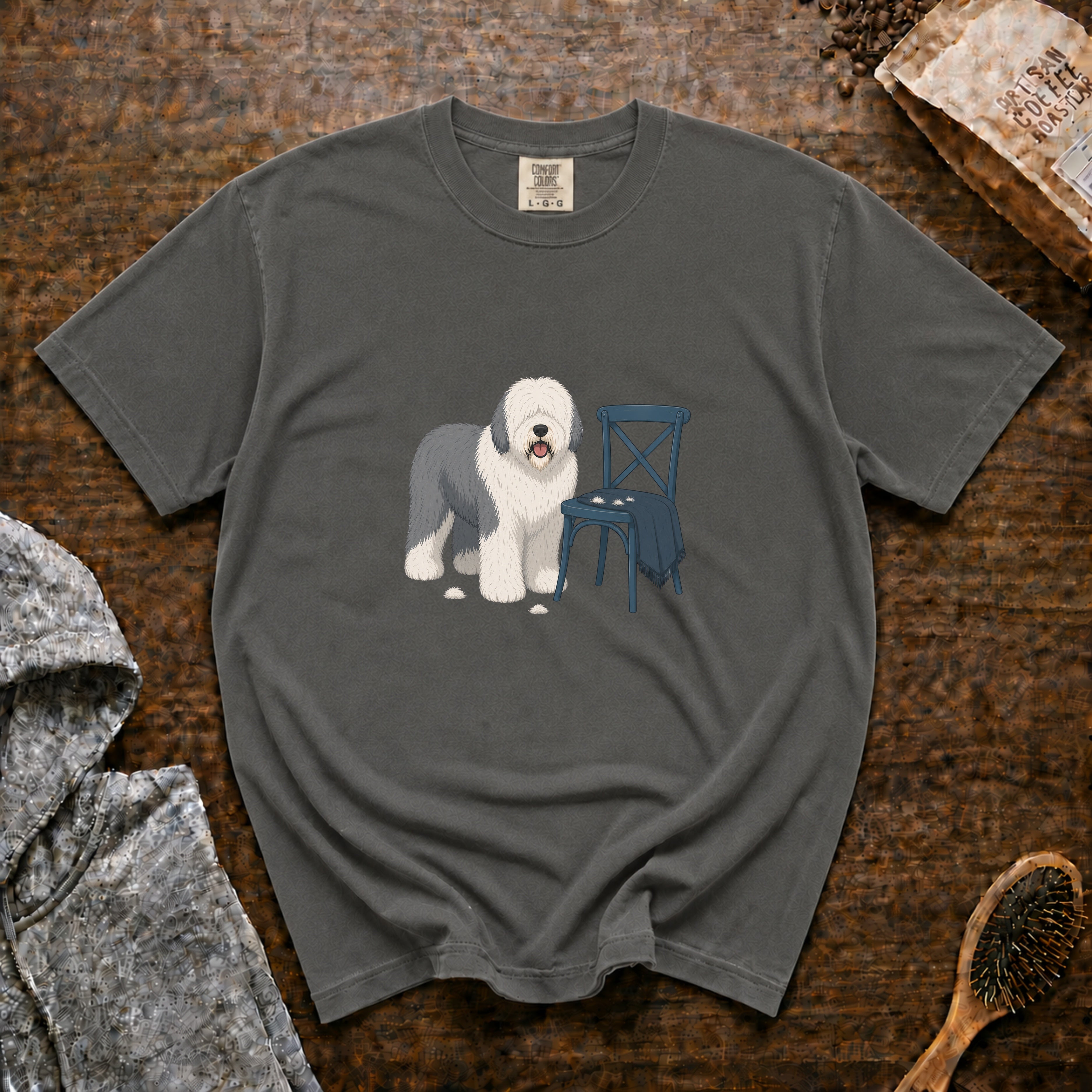 Old English Sheepdog Shed Happens T-Shirt — Pepper
