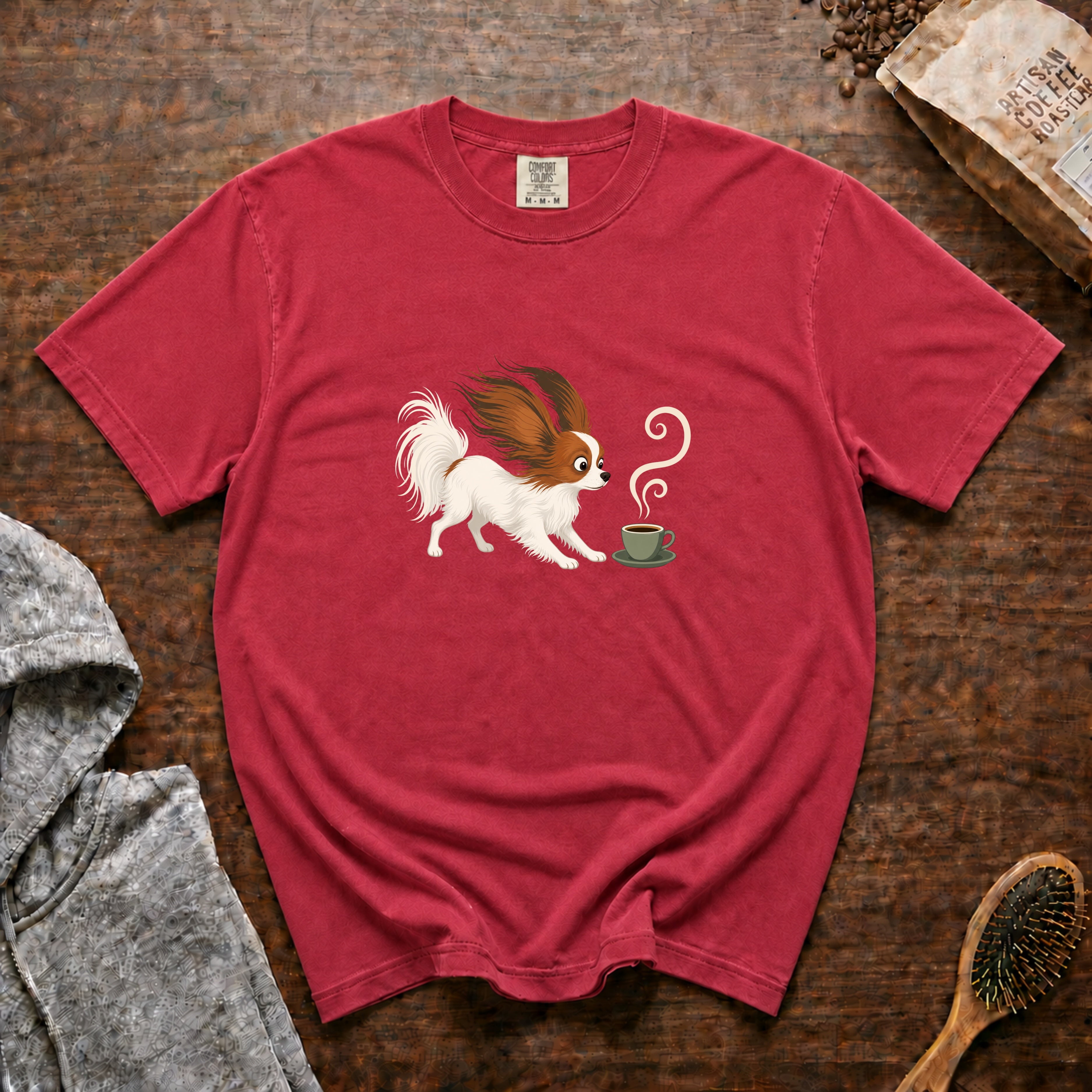 Papillon Espresso Wind T-Shirt — Crimson