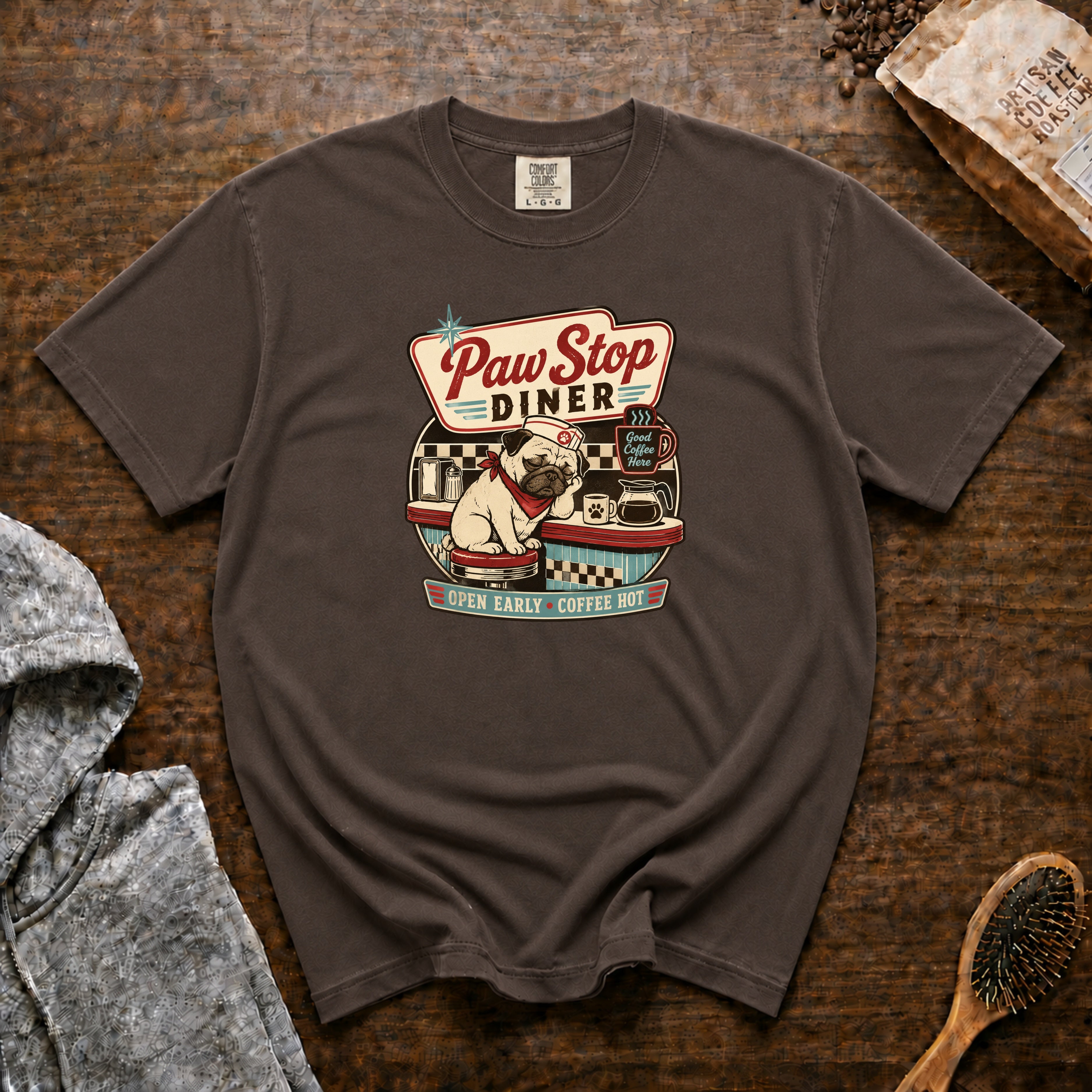 Paw Stop Diner 1 T-Shirt — Espresso