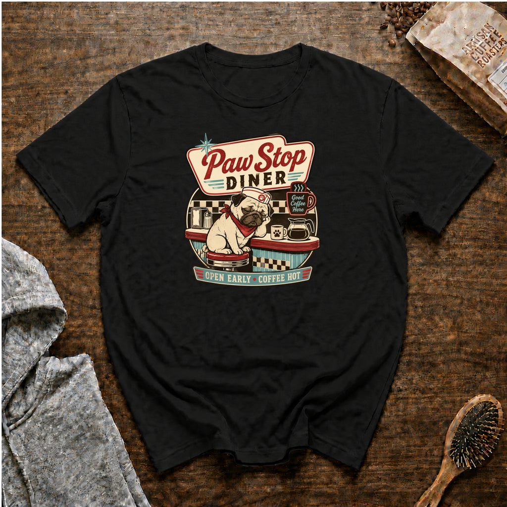 Paw Stop DinerT-Shirt — Black