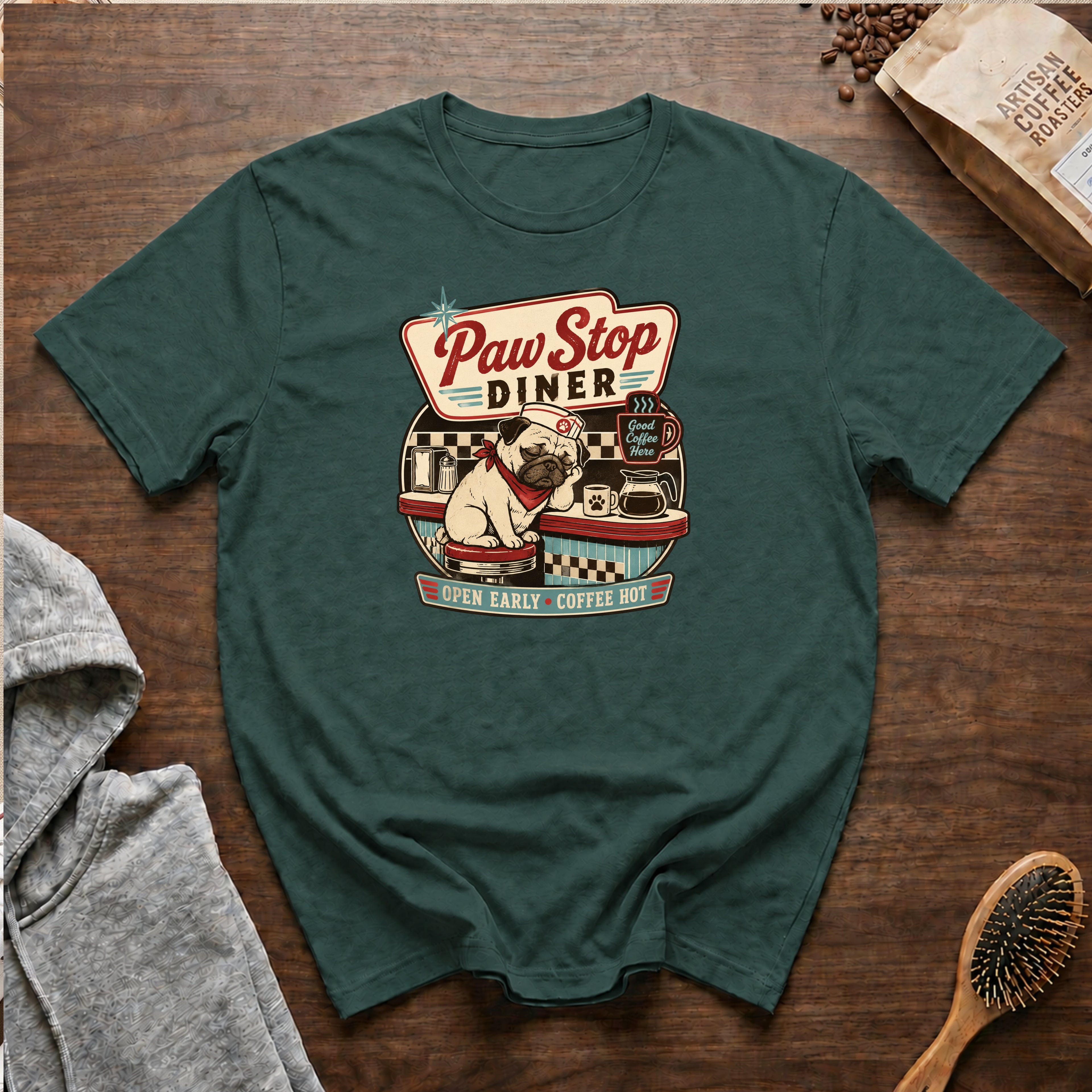 Paw Stop DinerT-Shirt — Blue Spruce
