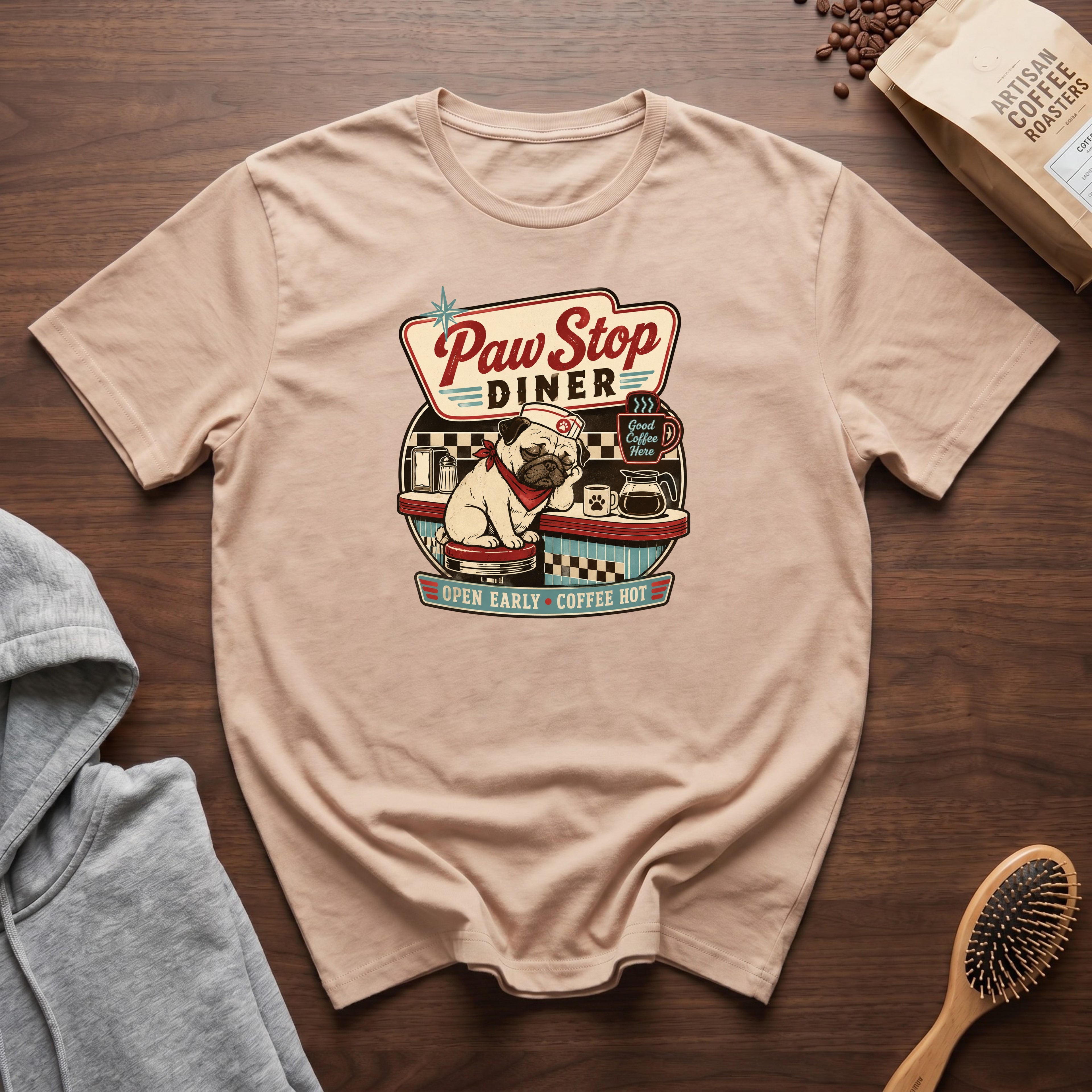 Paw Stop DinerT-Shirt — Ivory
