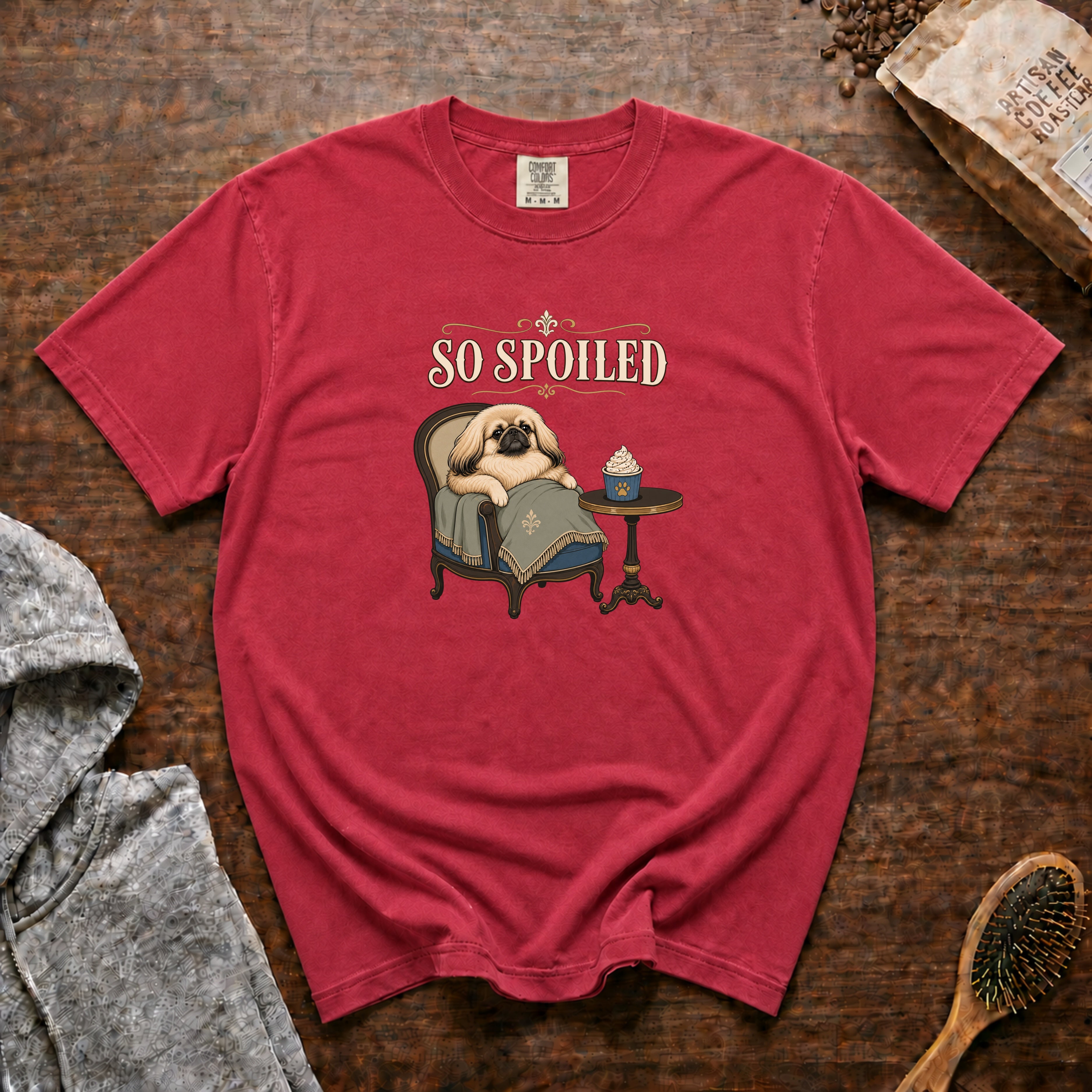 Pekingese So Spoiled T-Shirt — Crimson