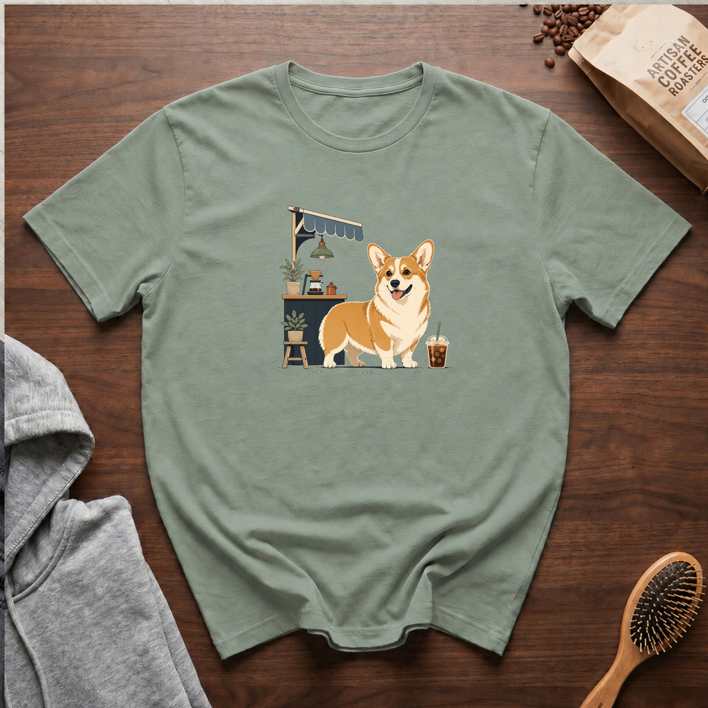 Pembroke Welsh Corgi Short Stack Cold Brew T-Shirt — Bay