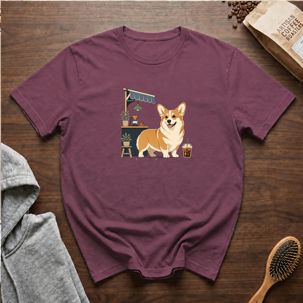Pembroke Welsh Corgi Short Stack Cold Brew T-Shirt — Berry