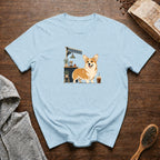 Pembroke Welsh Corgi Short Stack Cold Brew T-Shirt — Chambray