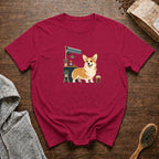 Pembroke Welsh Corgi Short Stack Cold Brew T-Shirt — Crimson