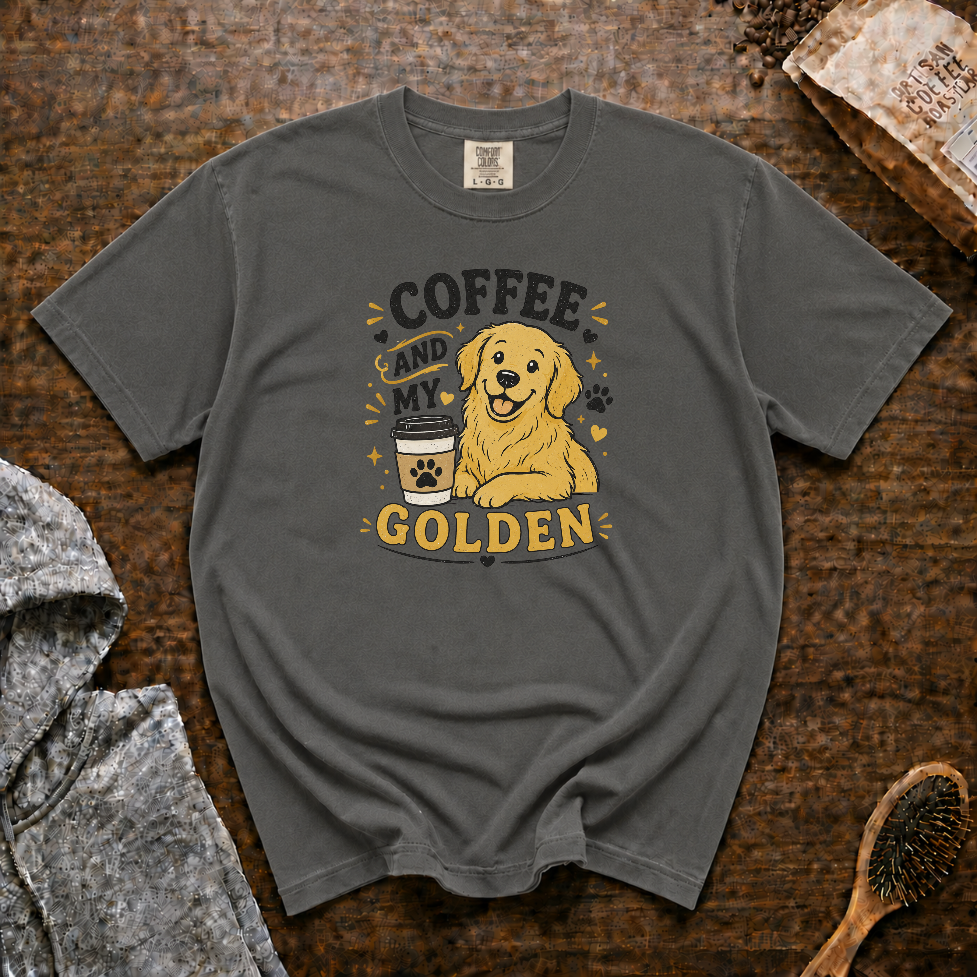 Coffee And My Golden T-Shirt | Golden Retriever Coffee Tee
