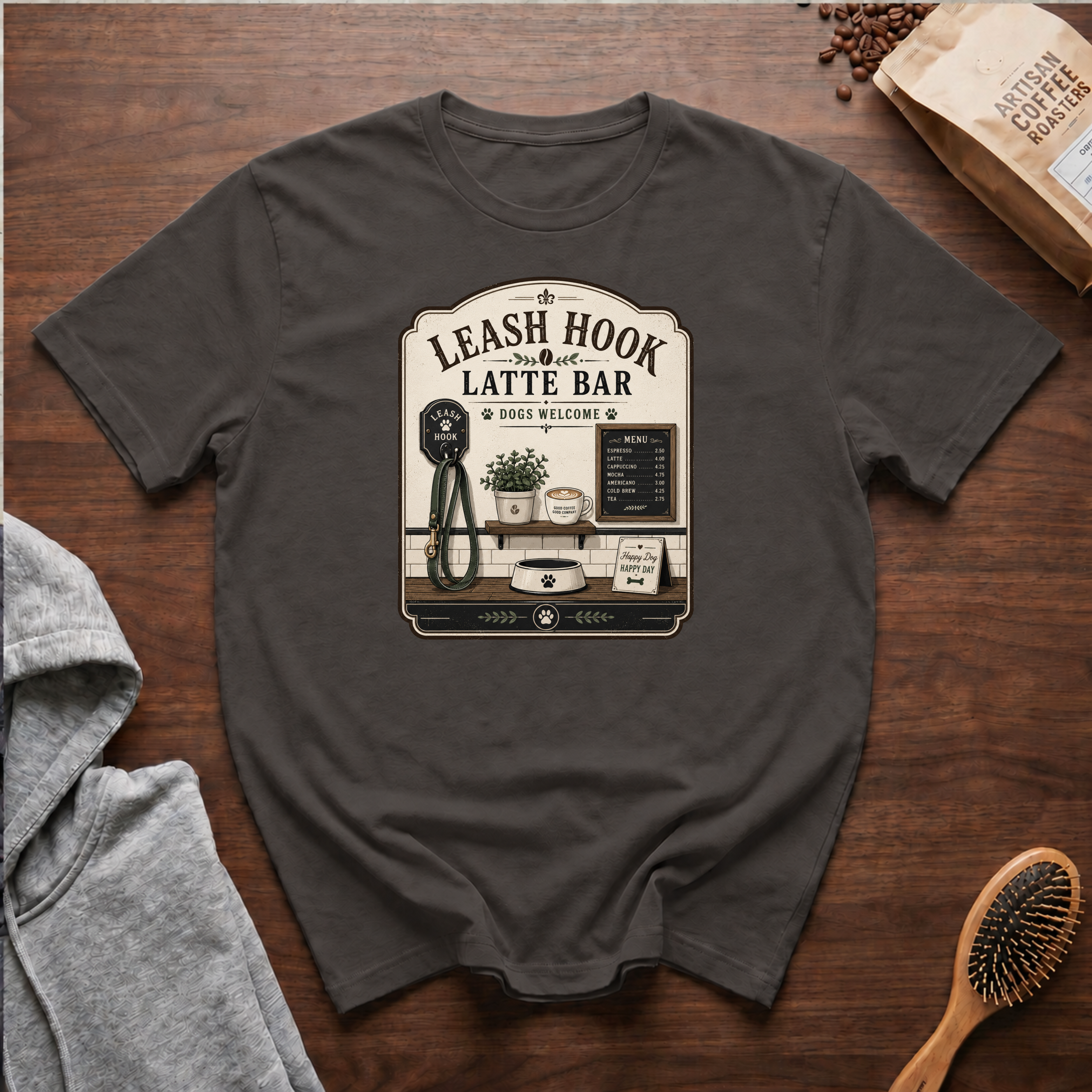 Leash Hook Latte Bar T-Shirt