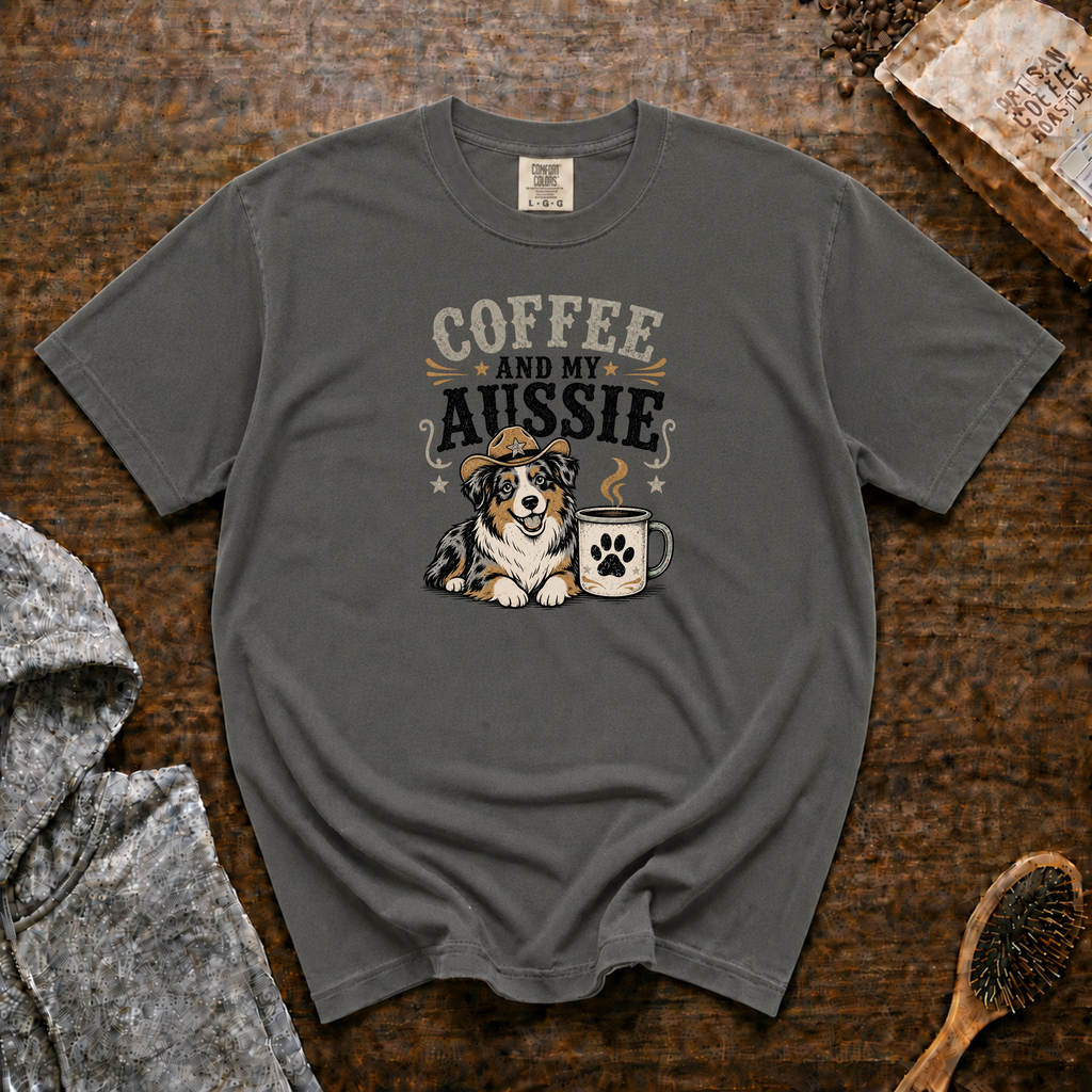 Coffee And My Aussie T-Shirt | Aussie Dog Lover Coffee Tee