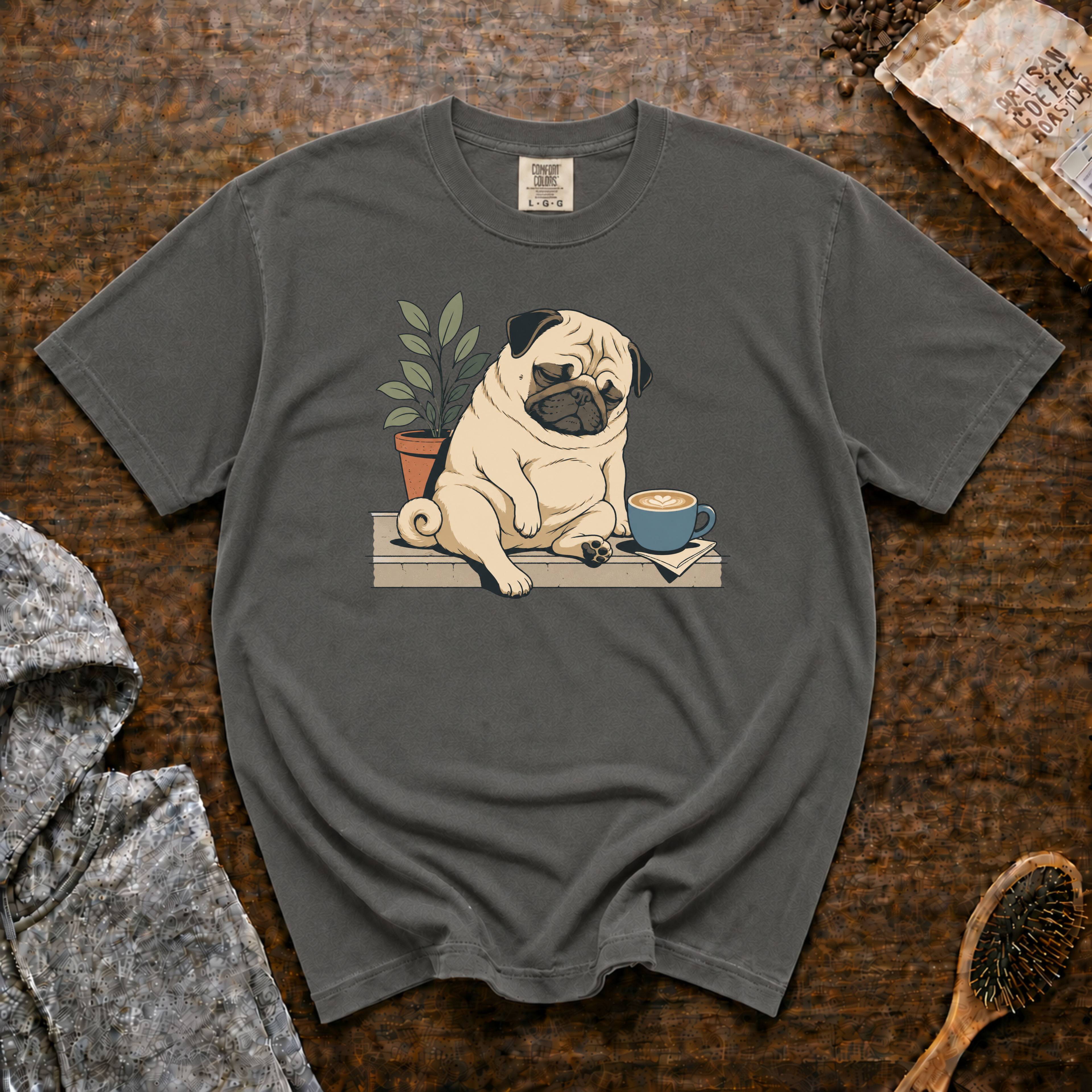 Pug Sleepy Cup Roast T-Shirt | Pug Coffee Lover Tee