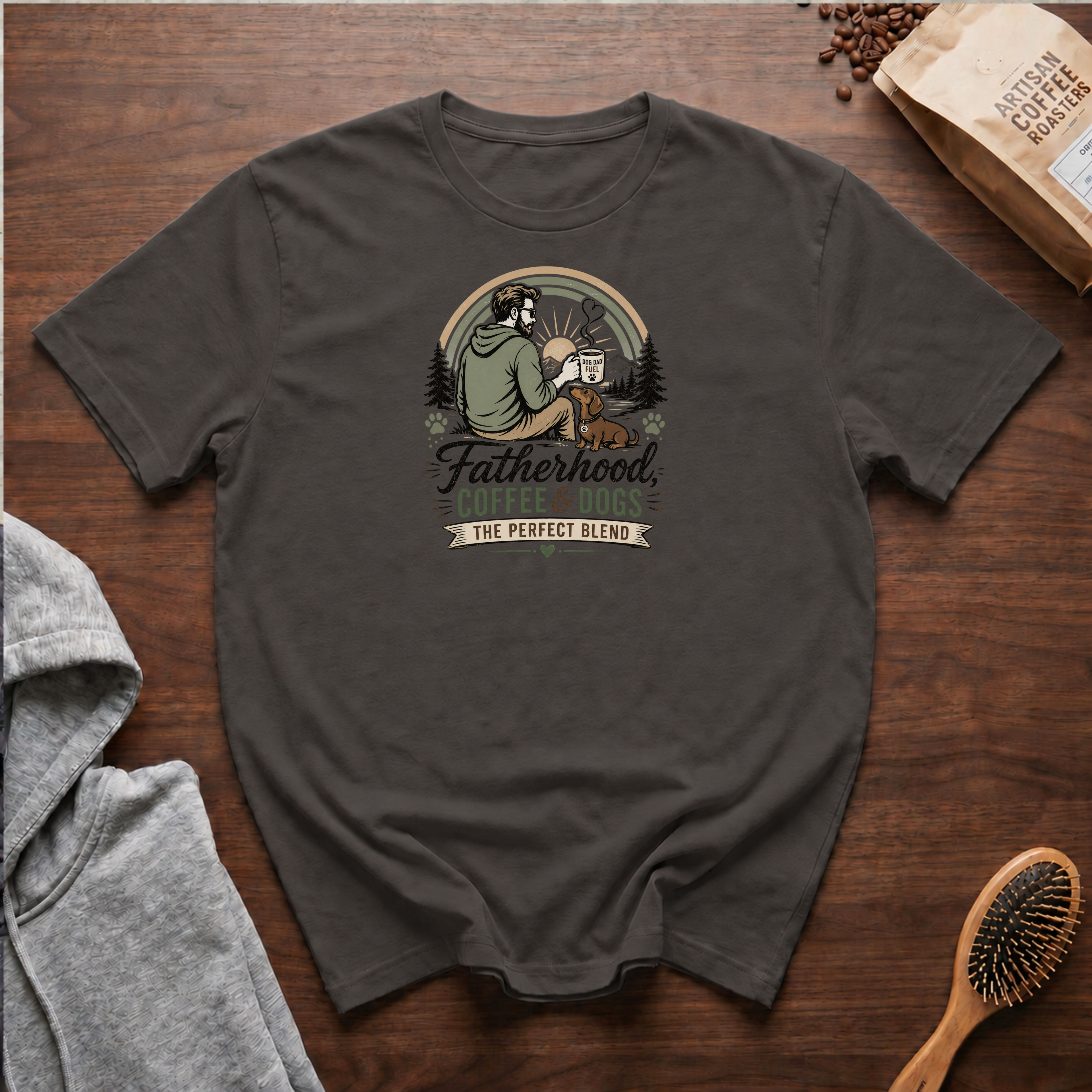 Fatherhood Coffee and Dogs T-Shirt