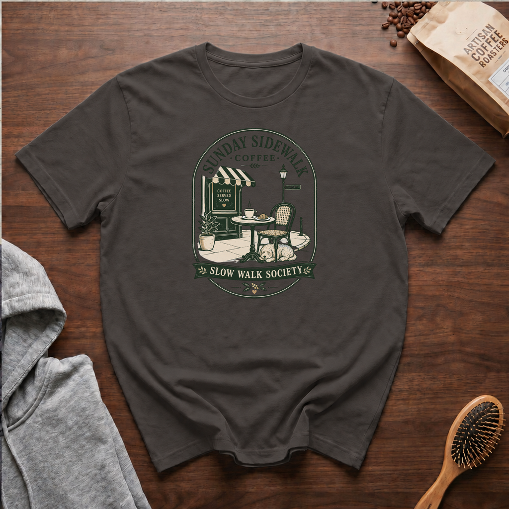 Sunday Sidewalk Coffee Slow Walk Society T-Shirt