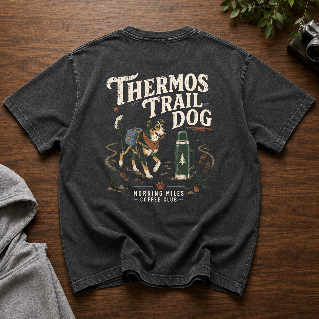 Thermos Trail Dog Cabin Wash Oversized Cotton T-Shirt