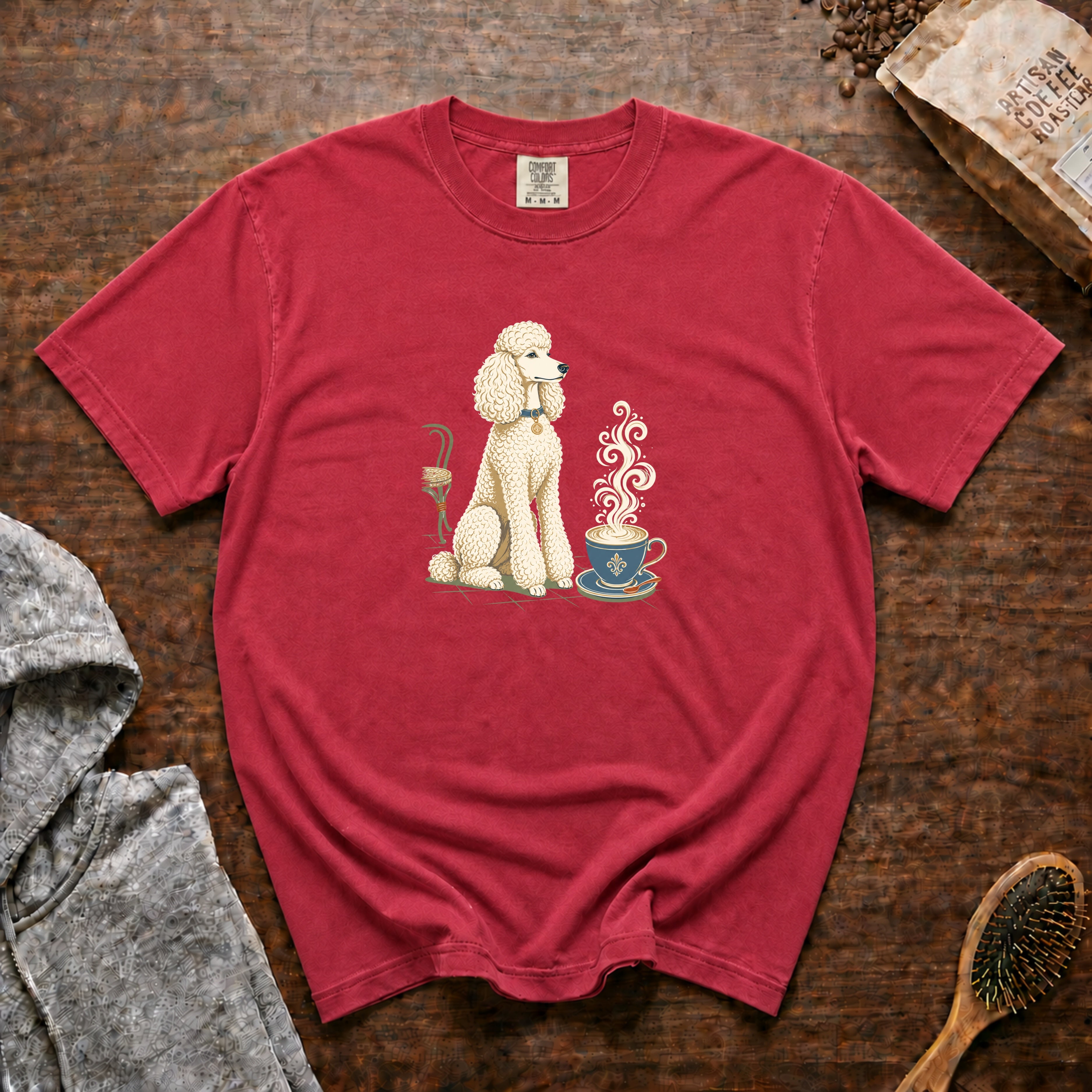 Poodle Foam Trim Cappuccino T-Shirt — Crimson