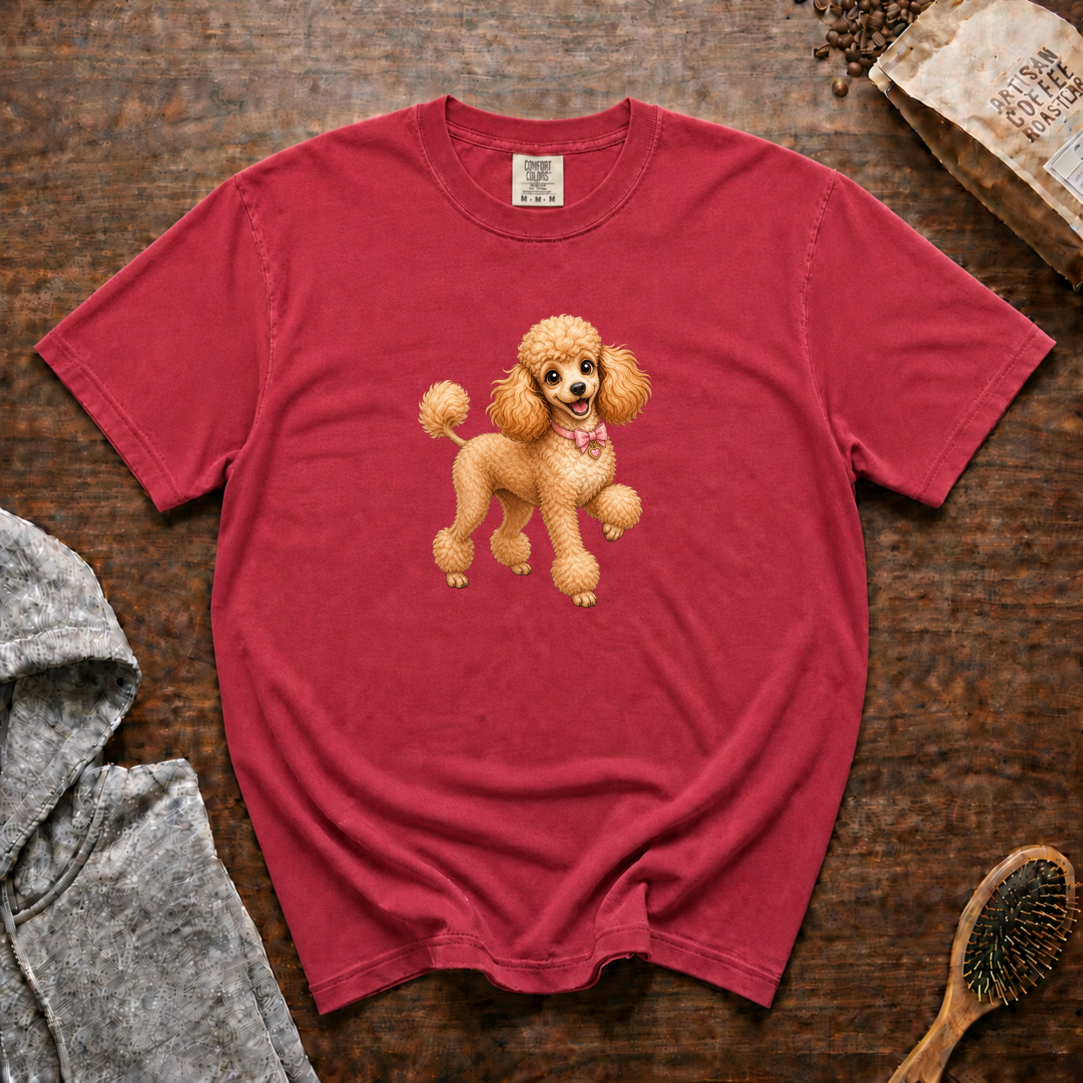 Poodle Prance T-Shirt — Crimson