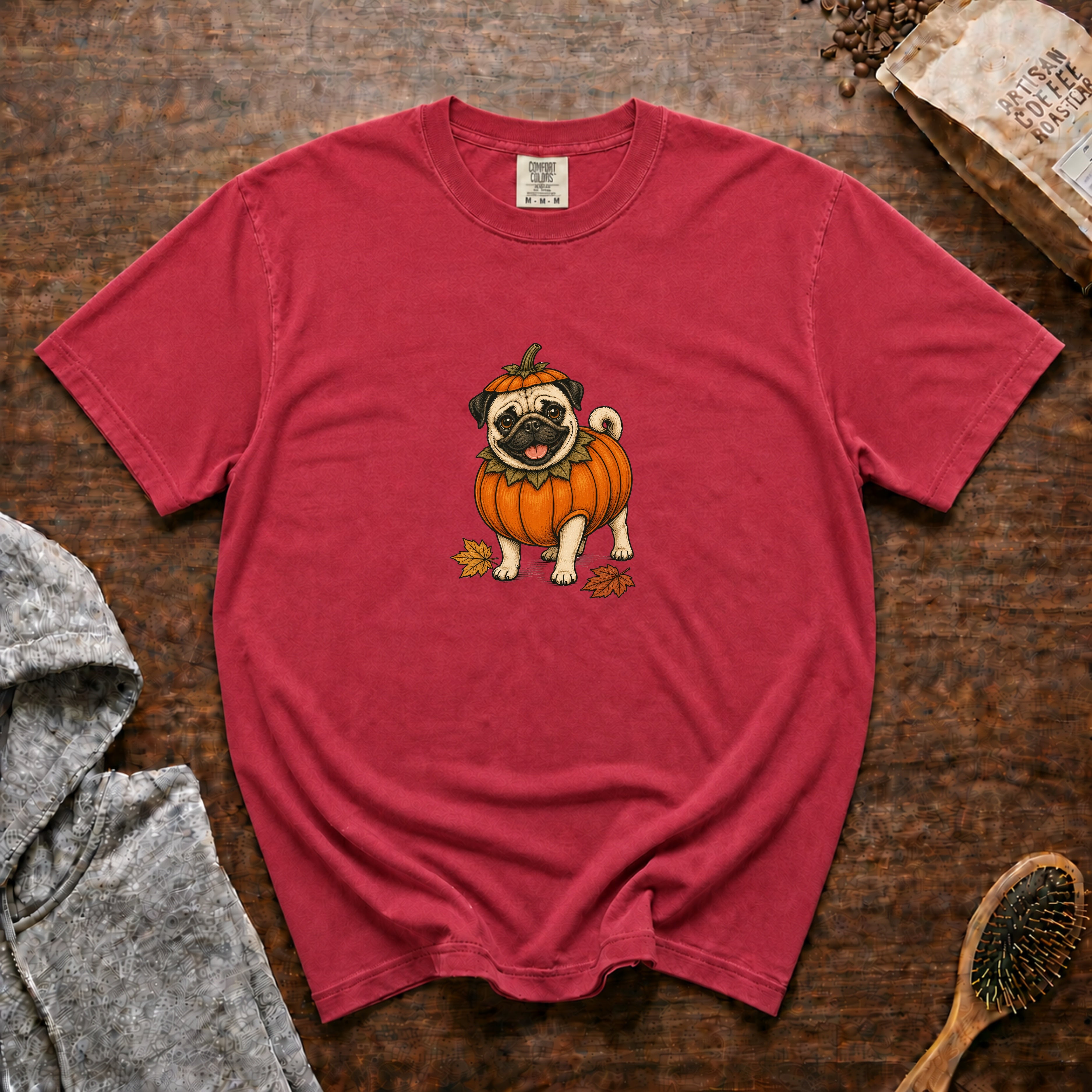 Pug Halloween T-Shirt — Crimson