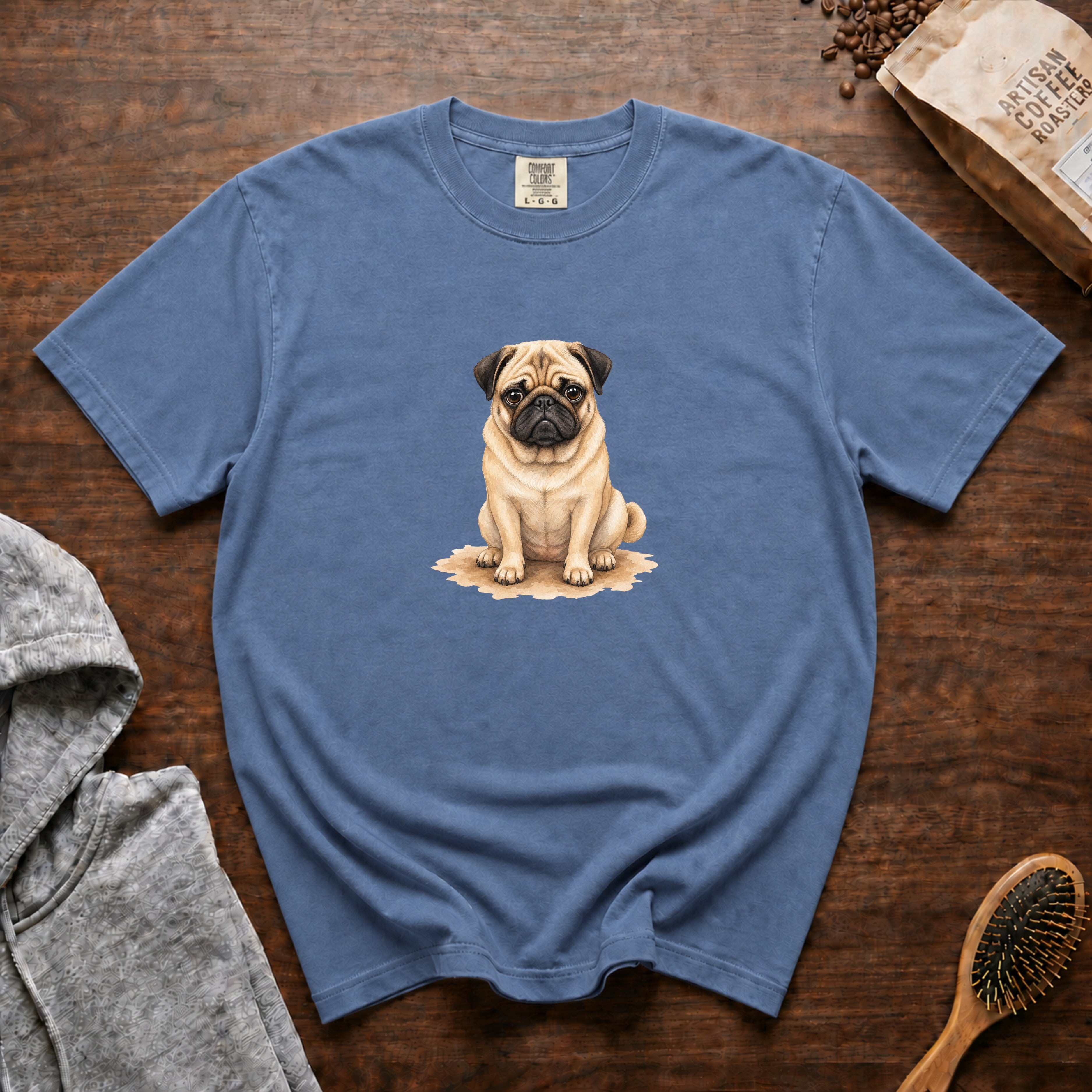 Pug Serious Face T-Shirt — Blue Jean