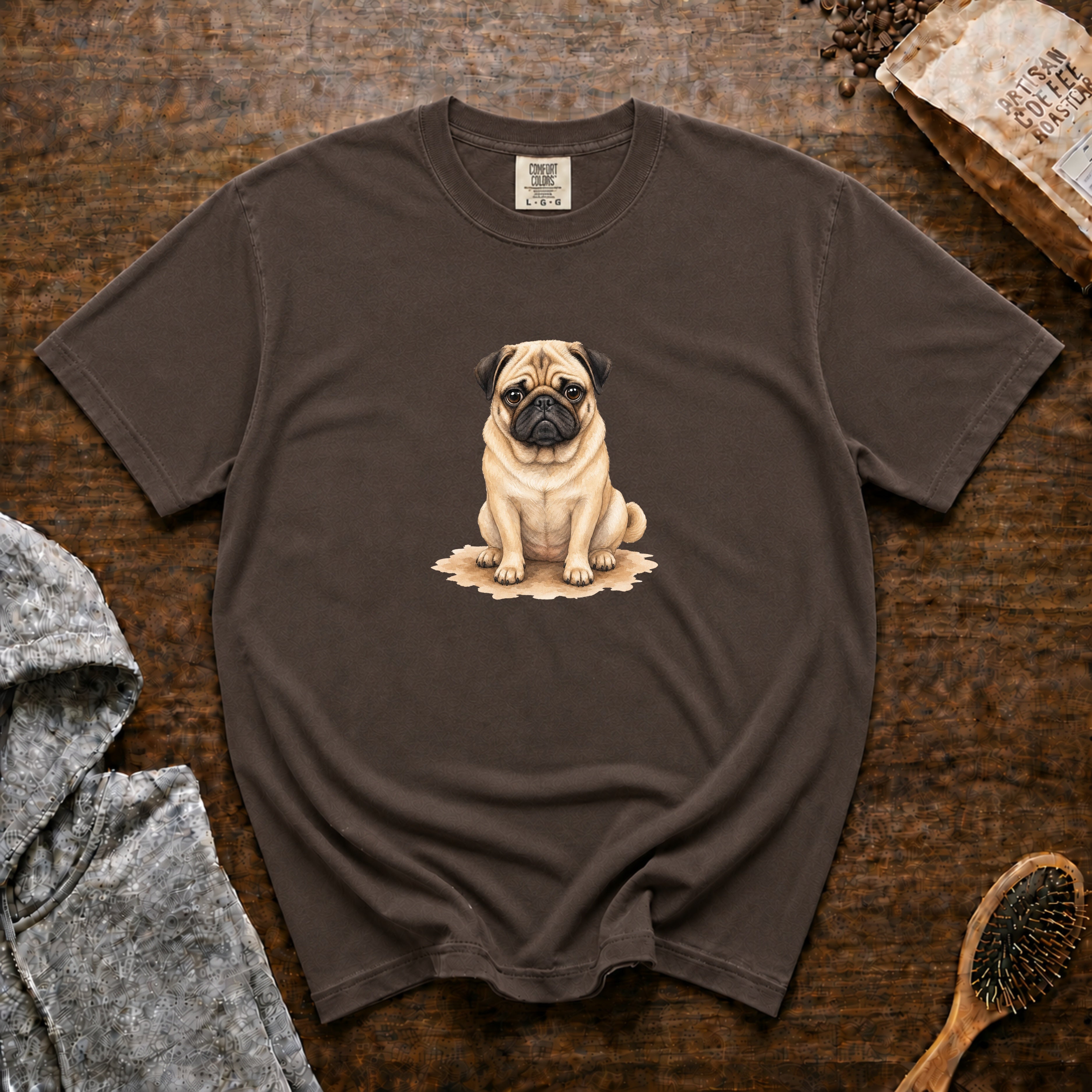 Pug Serious Face T-Shirt — Espresso