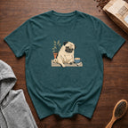 Pug Sleepy Cup Roast T-Shirt — Blue Spruce