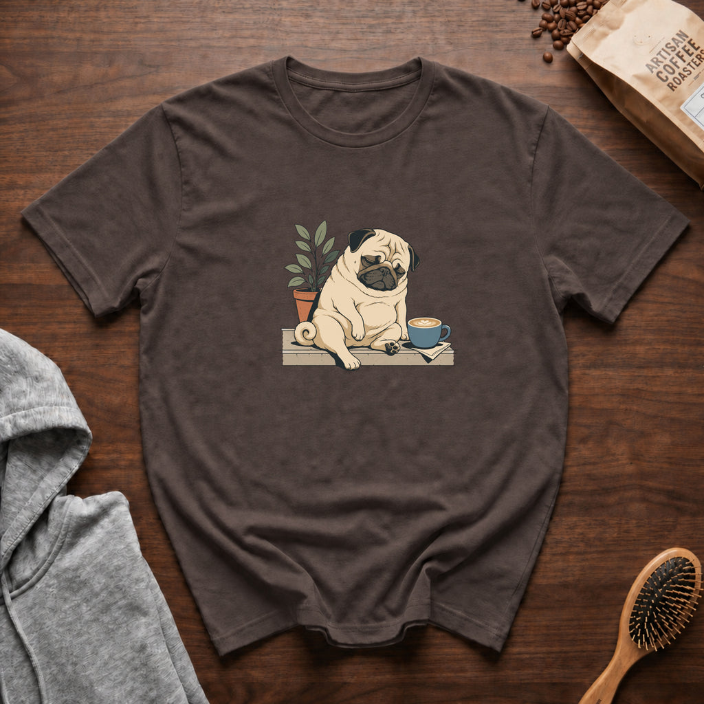 Pug Sleepy Cup Roast T-Shirt — Espresso