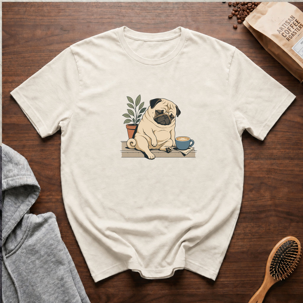 Pug Sleepy Cup Roast T-Shirt — Ivory