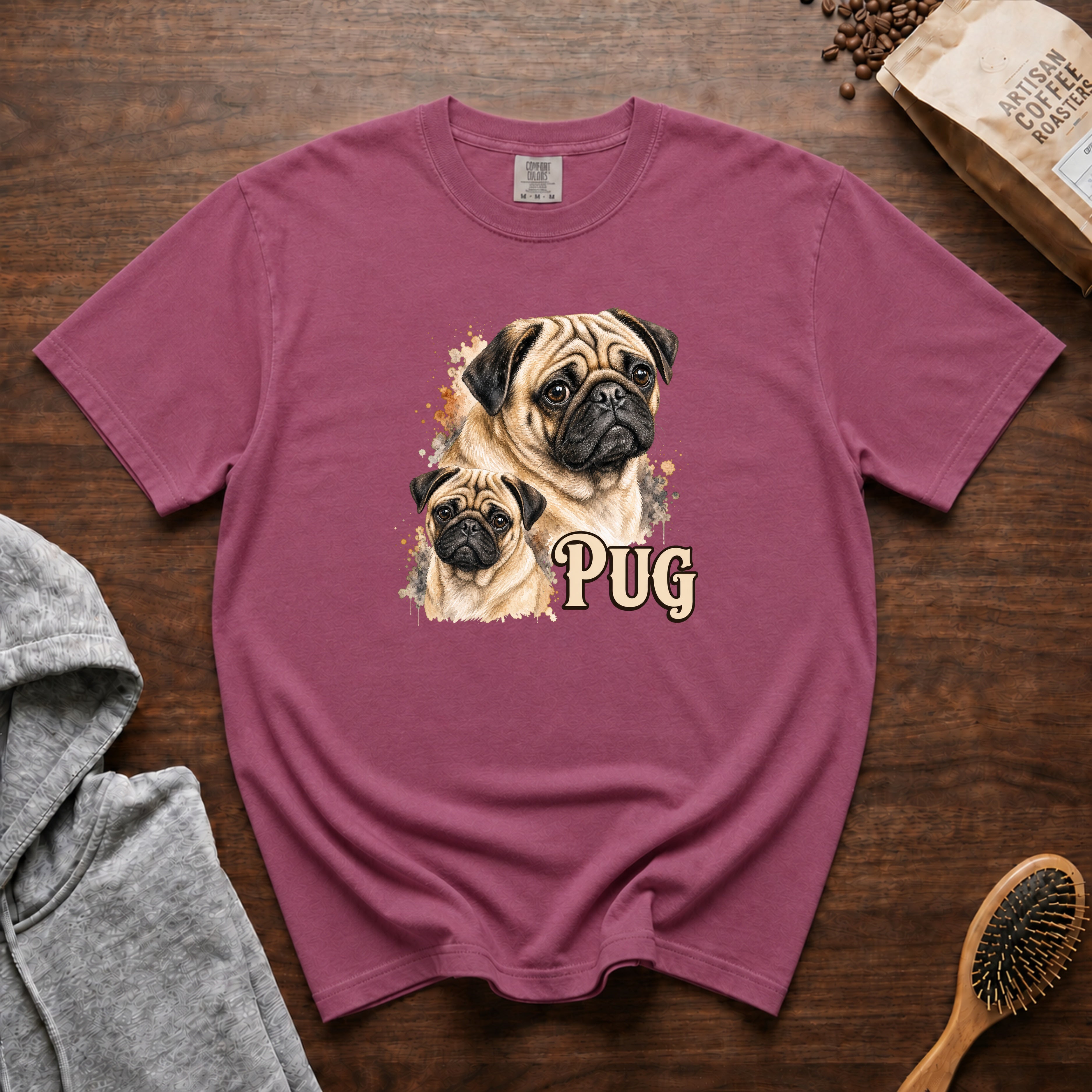Pug T-Shirt — Berry