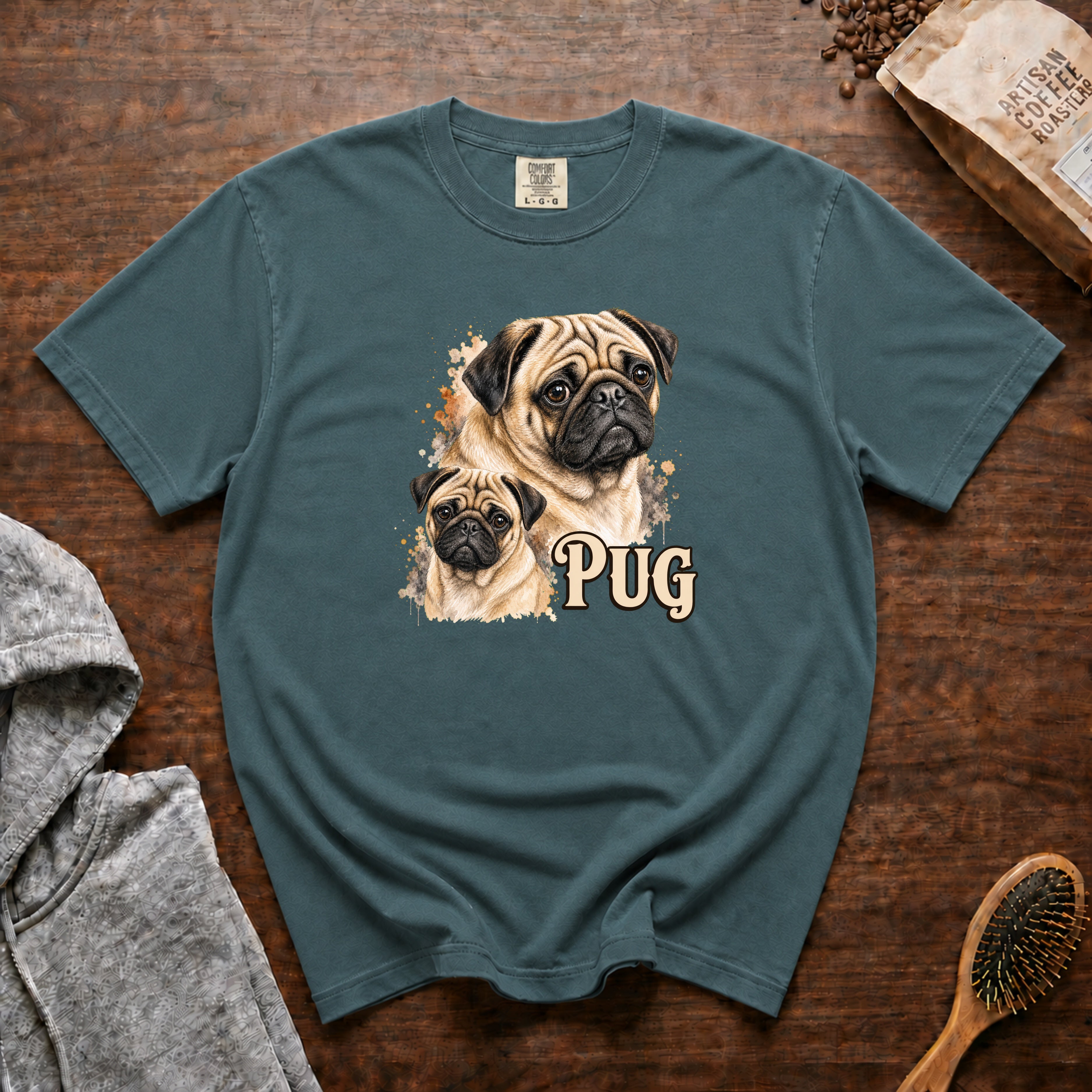 Pug T-Shirt — Blue Spruce