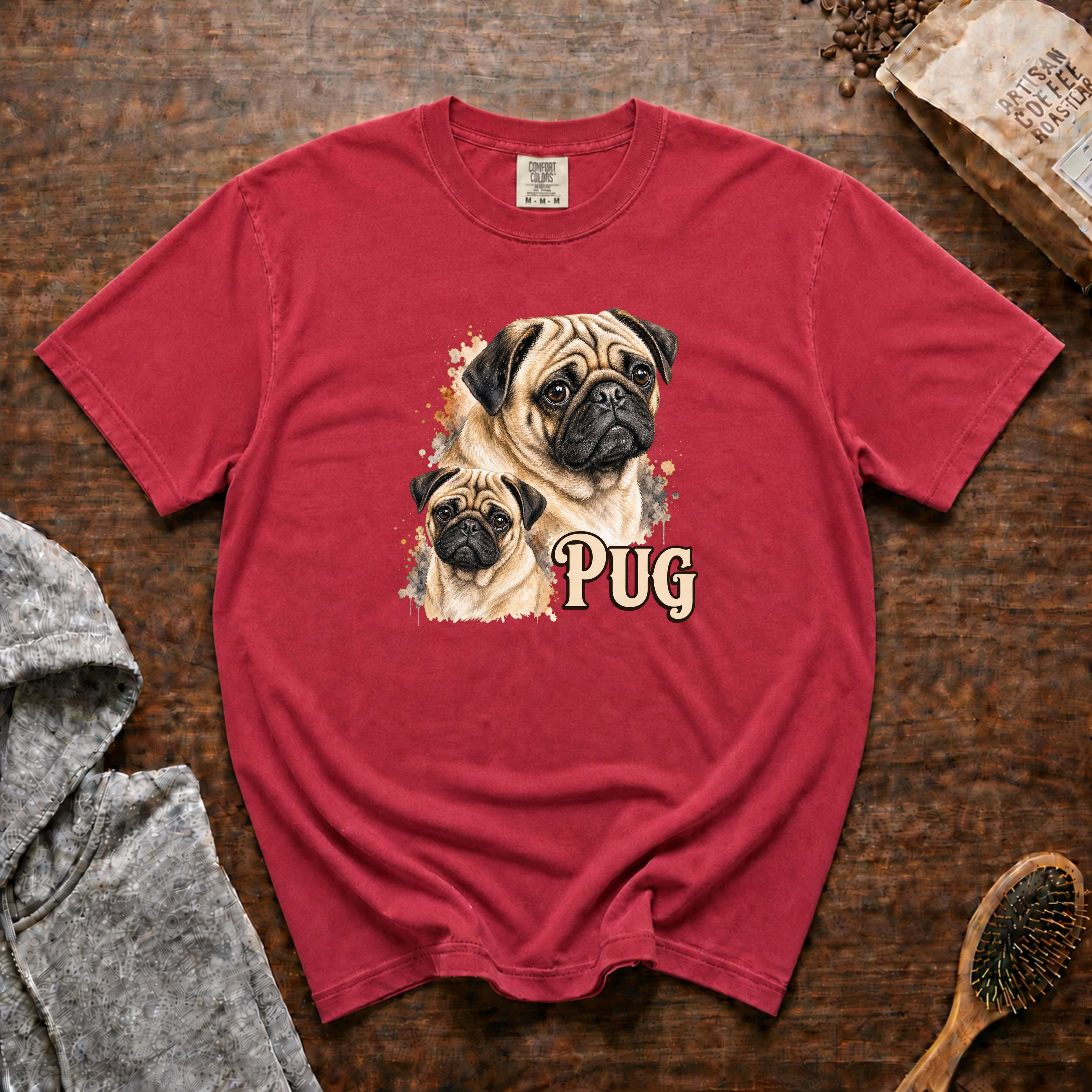 Pug T-Shirt — Crimson