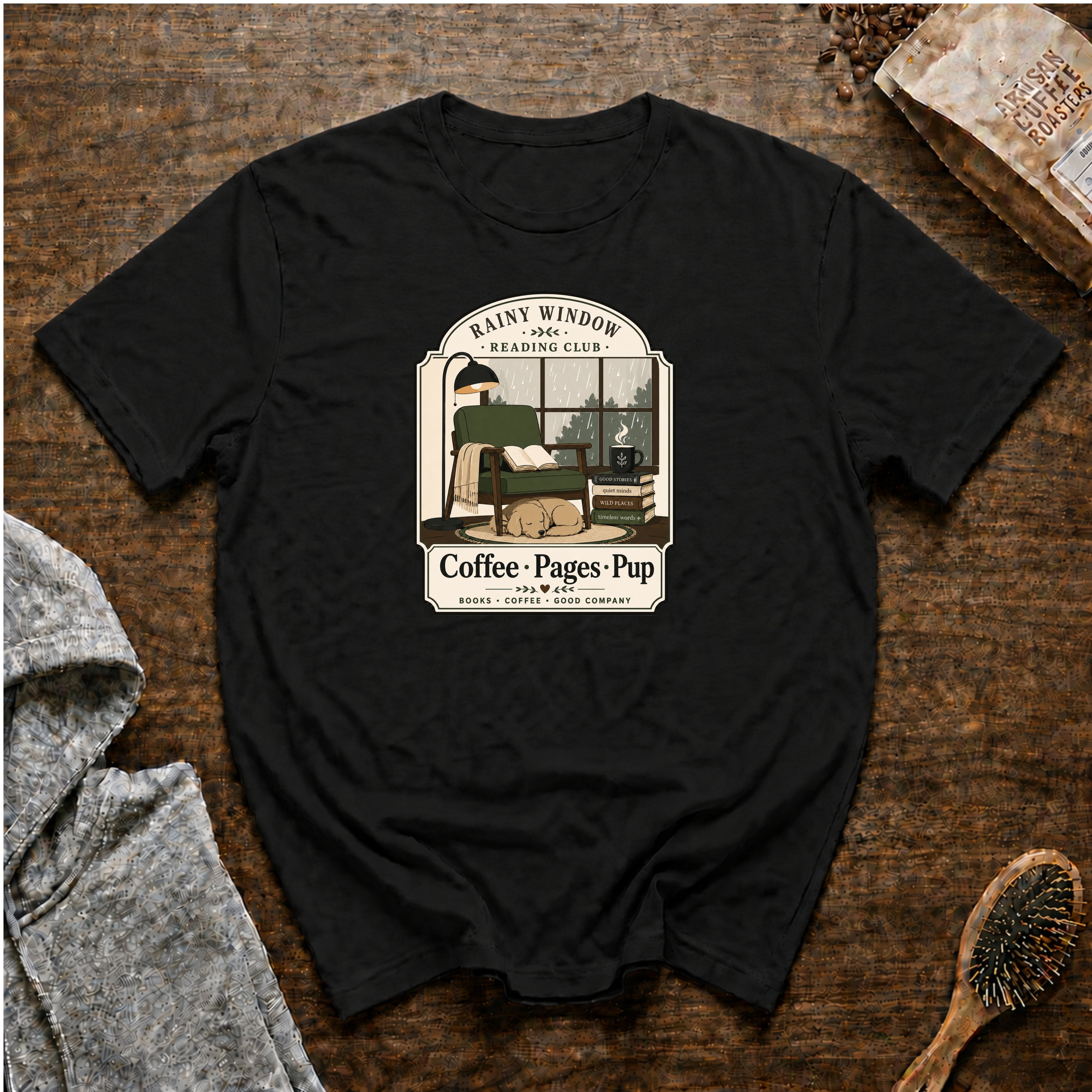 Rainy Window Reading Club T-Shirt — Black