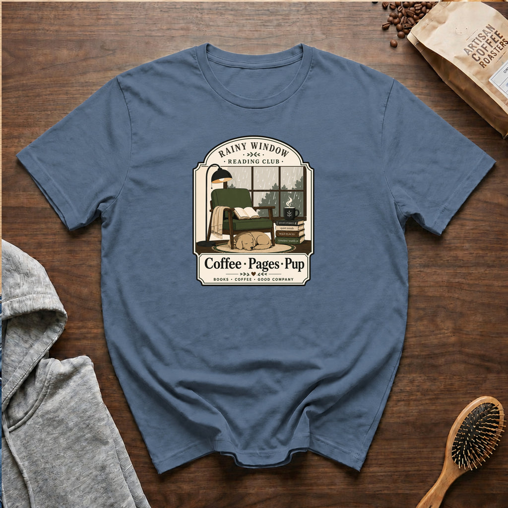 Rainy Window Reading Club T-Shirt — Blue Jean