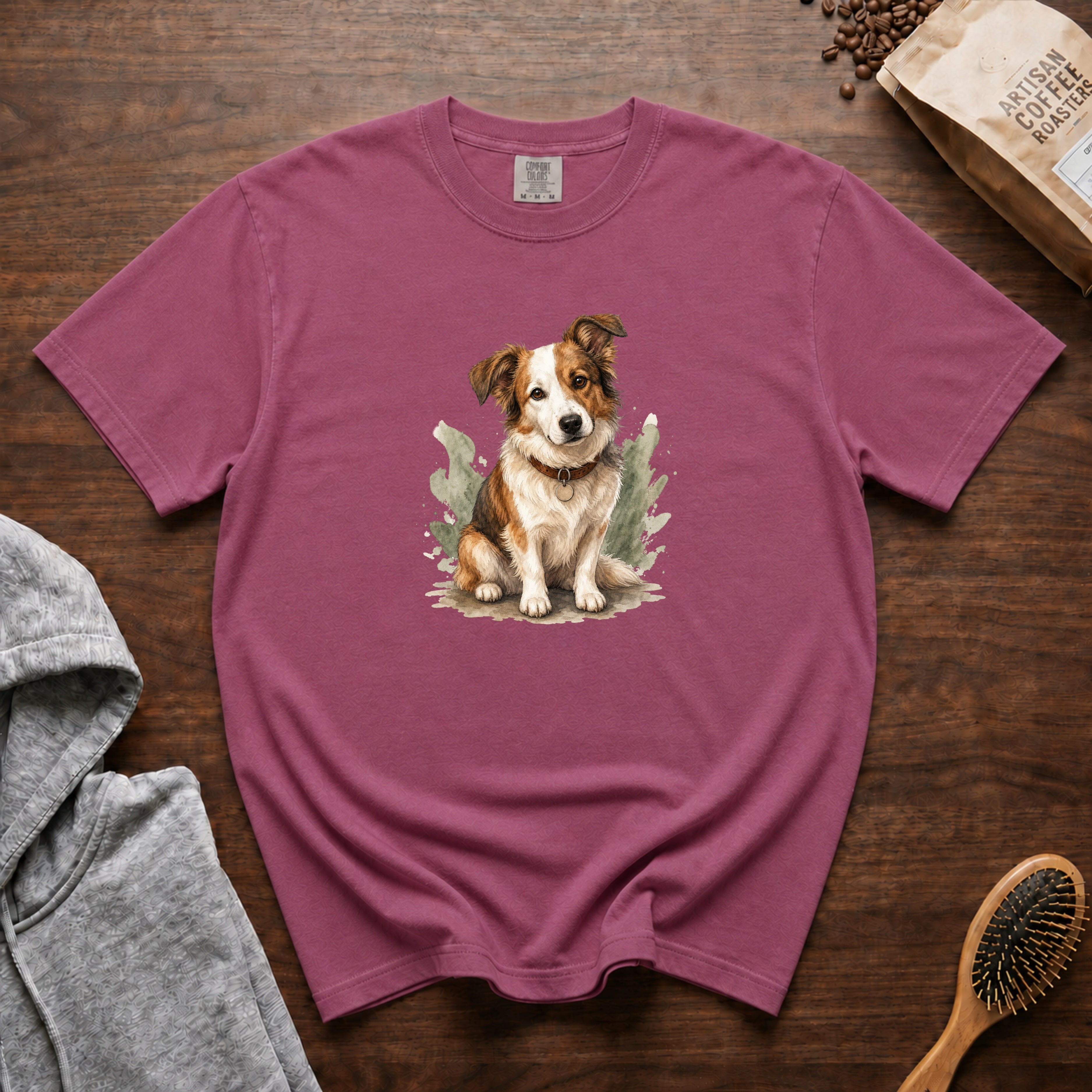 Rescue Dog New Collar T-Shirt — Berry