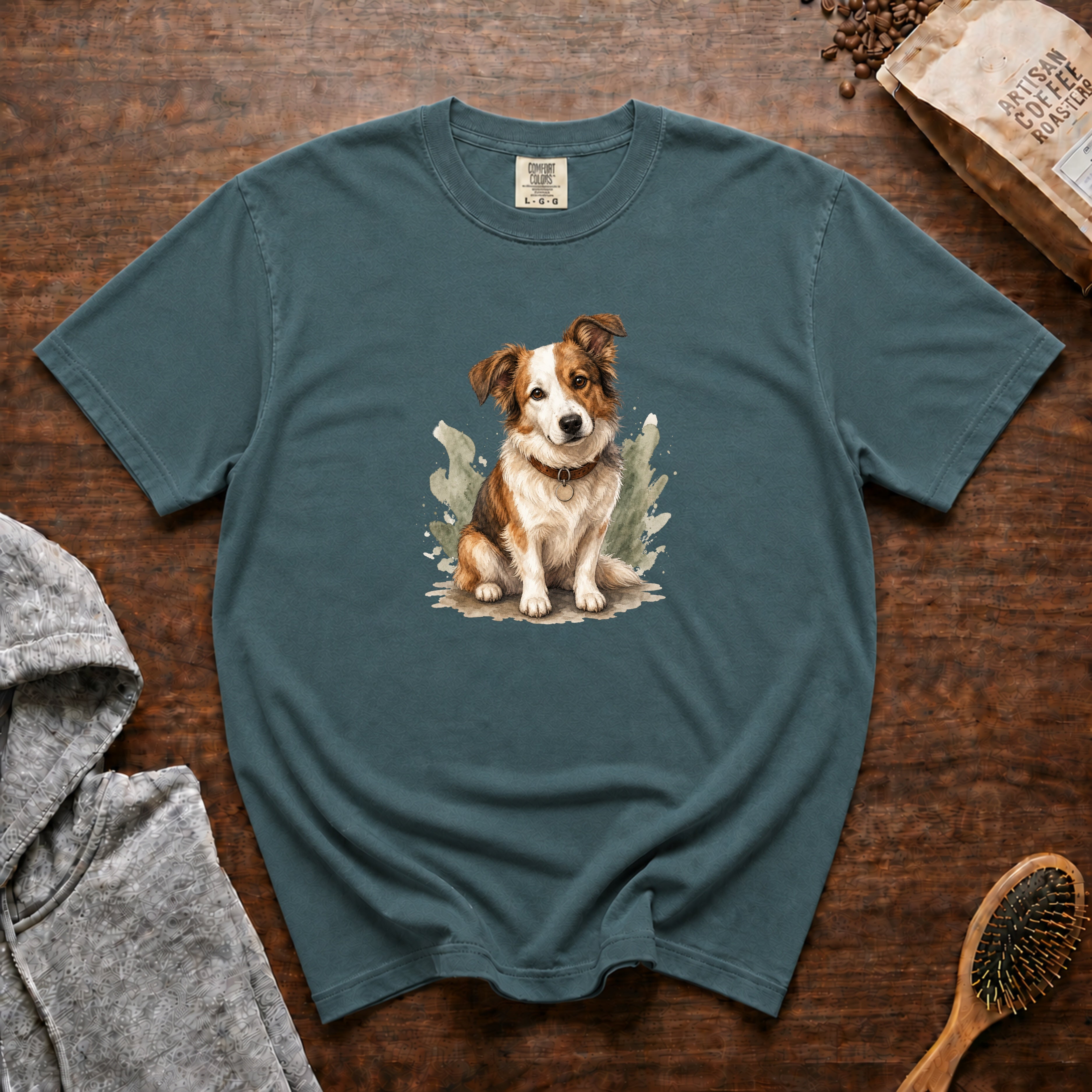 Rescue Dog New Collar T-Shirt — Blue Spruce