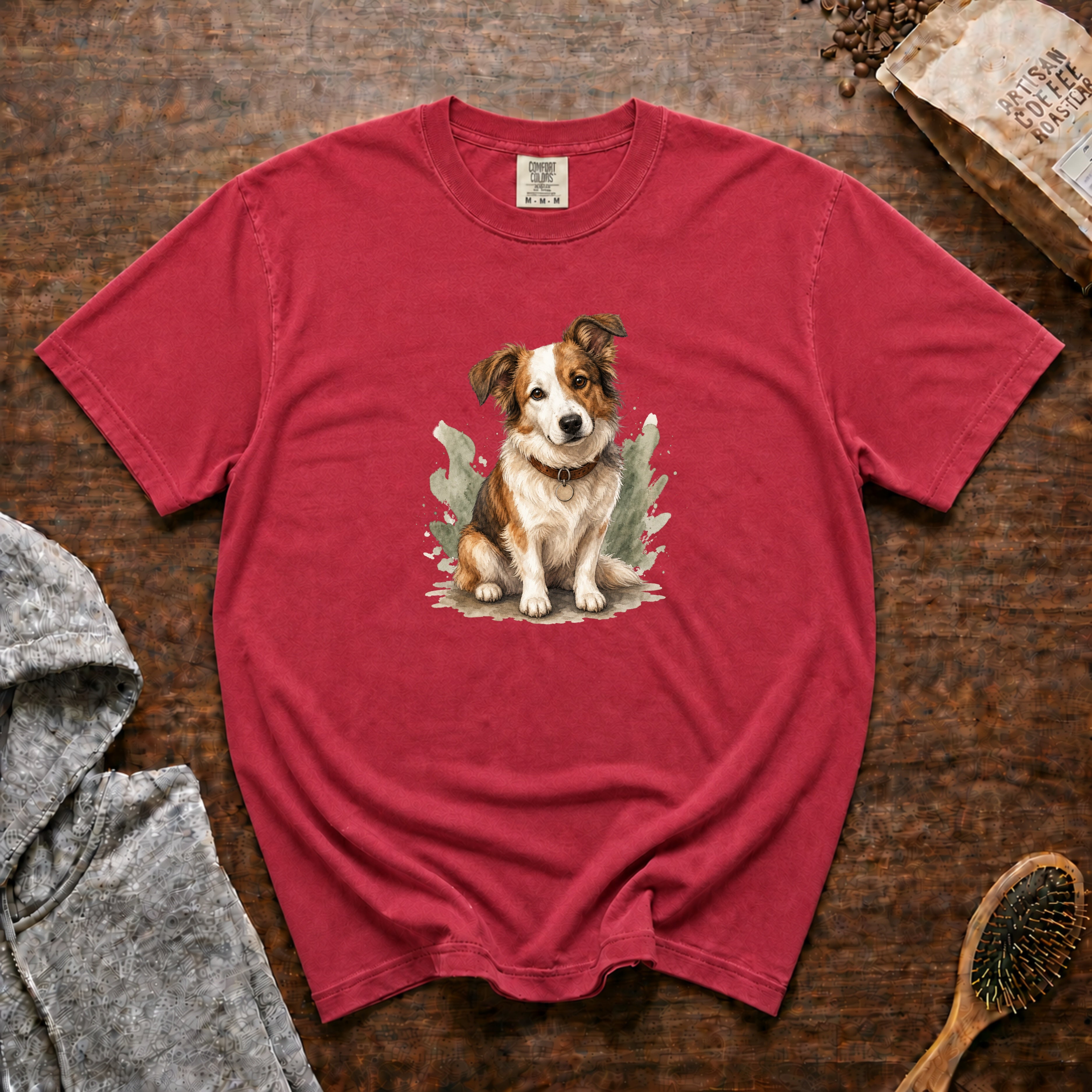 Rescue Dog New Collar T-Shirt — Crimson