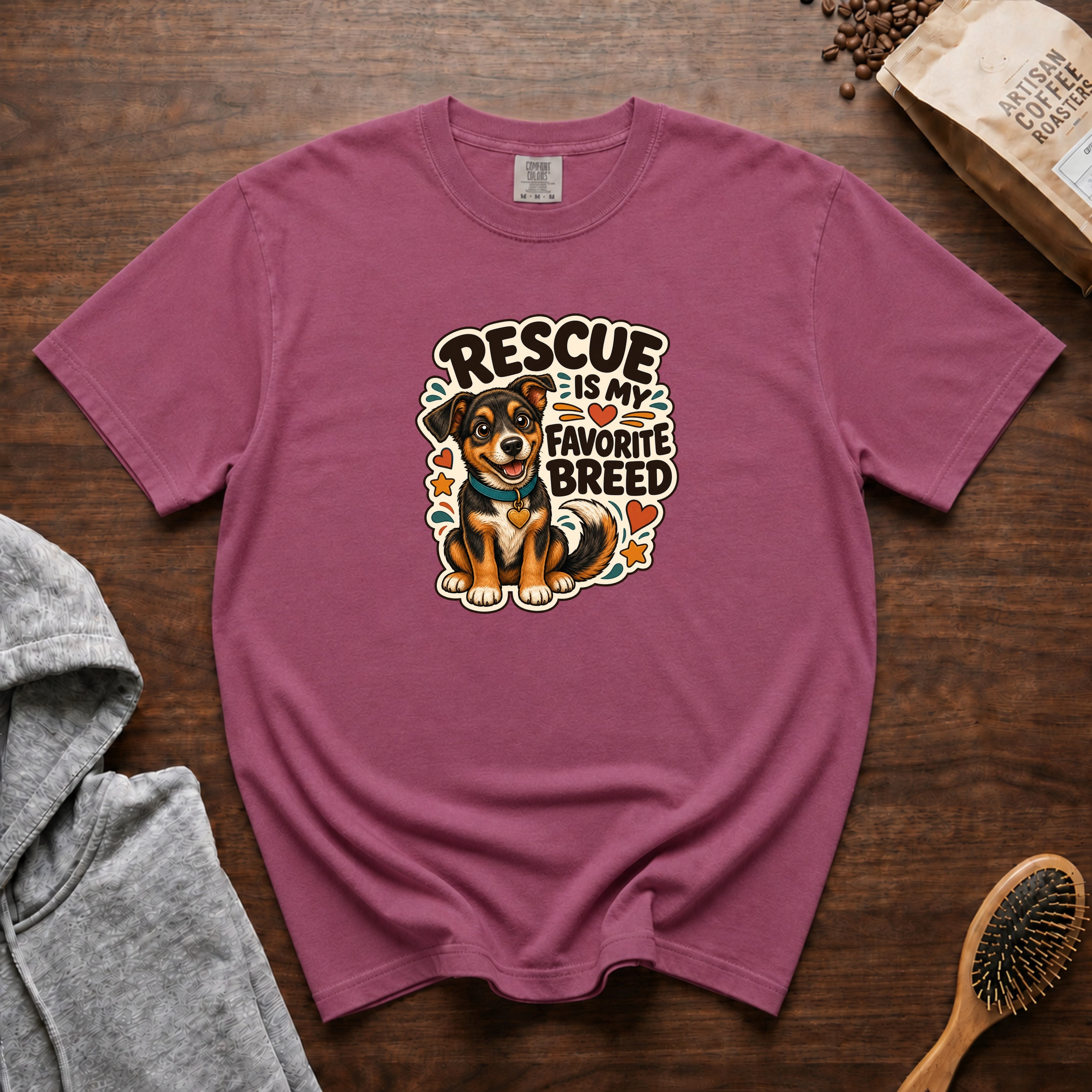 Rescue Is My Favorite Breed 1 T-Shirt — Berry