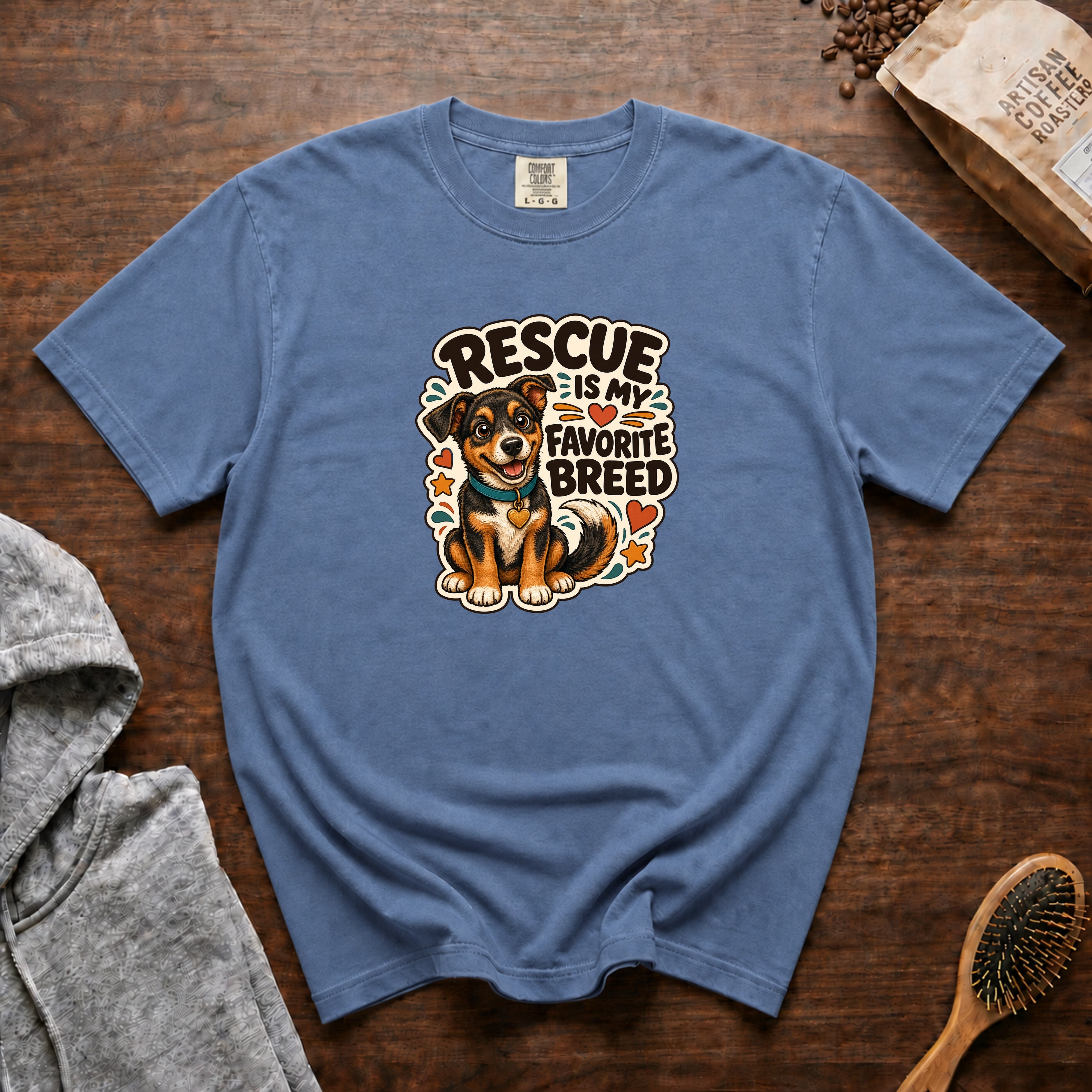 Rescue Is My Favorite Breed 1 T-Shirt — Blue Jean
