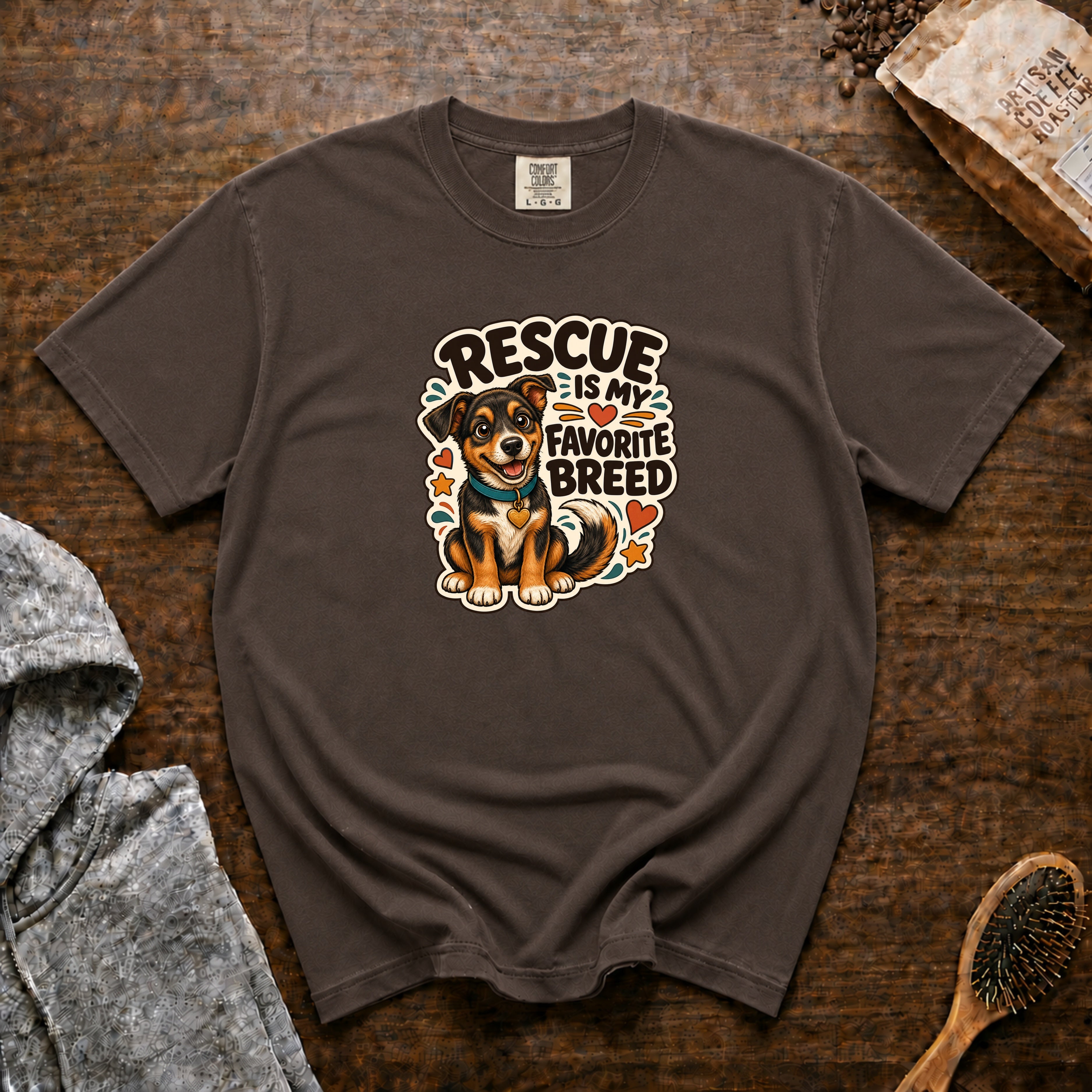 Rescue Is My Favorite Breed 1 T-Shirt — Espresso