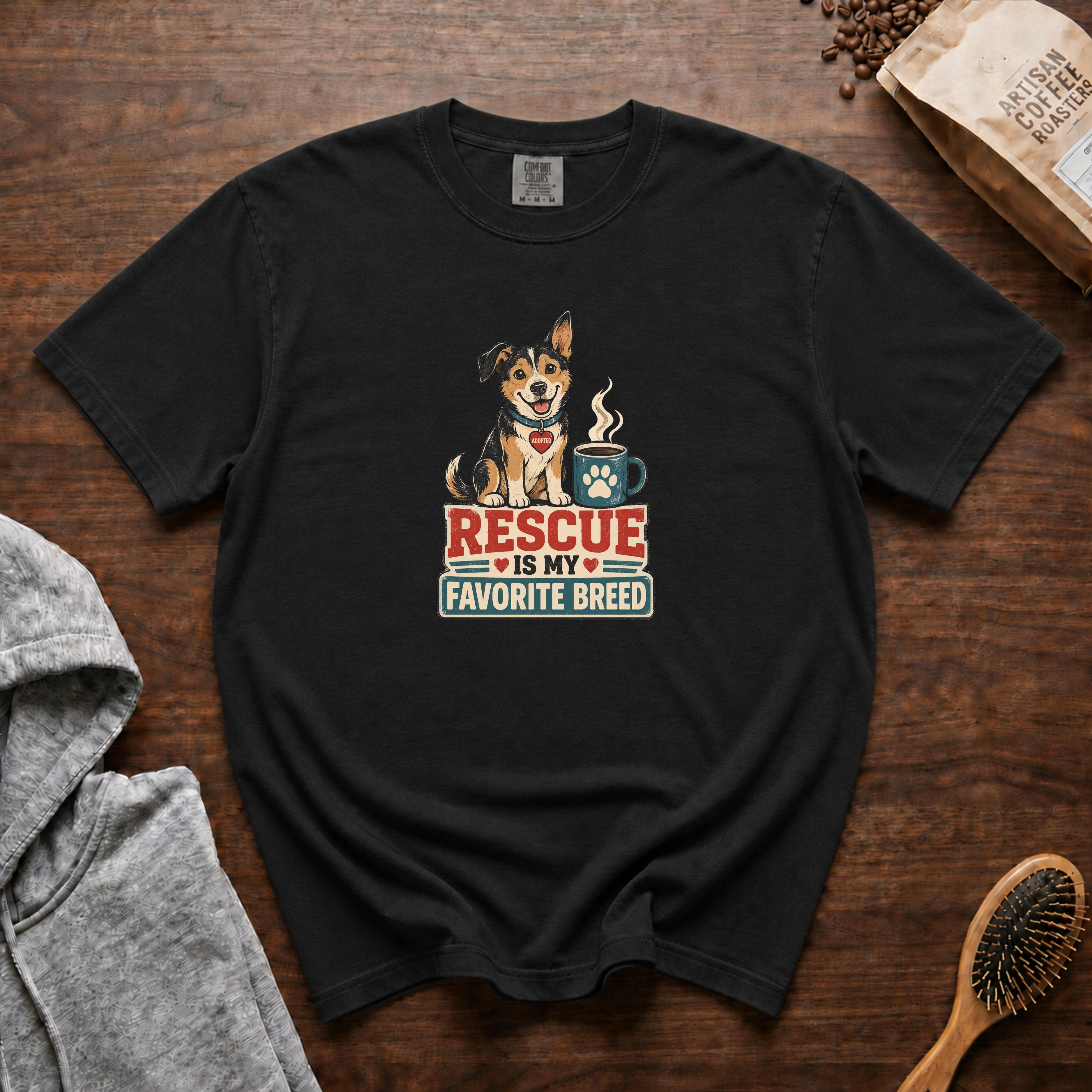 Rescue Is My Favorite Breed T-Shirt — Black
