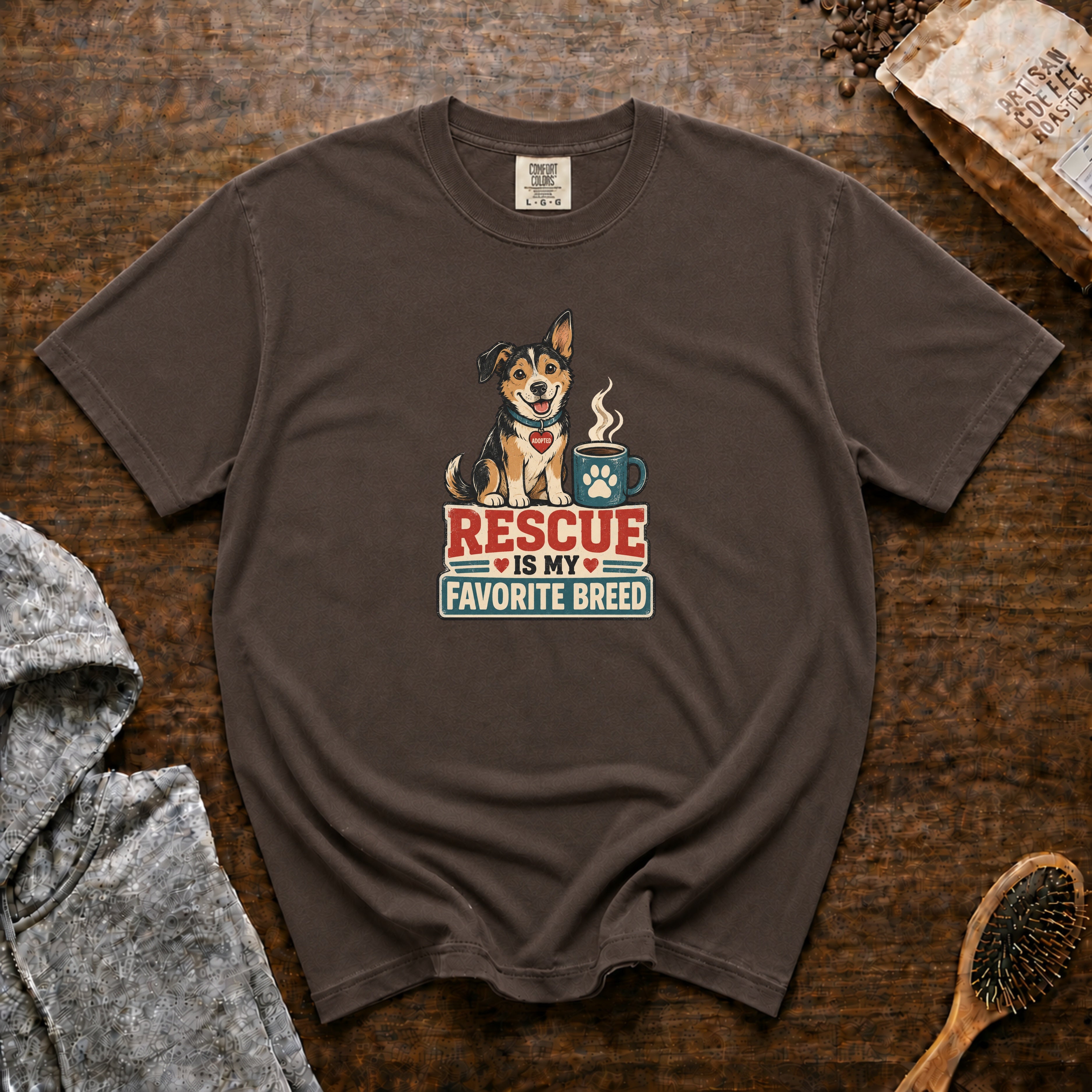 Rescue Is My Favorite Breed T-Shirt — Espresso