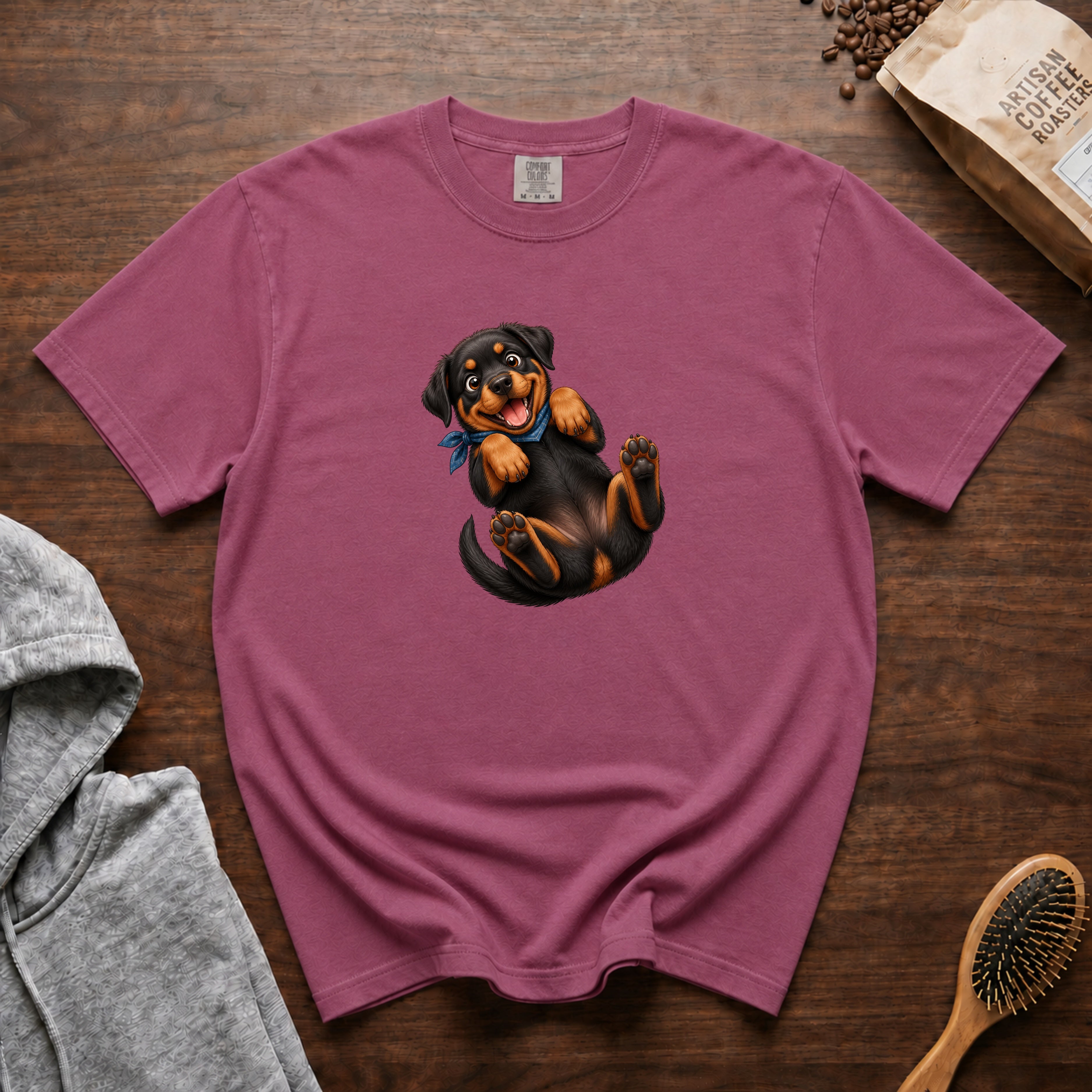 Rottweiler Belly Rub T-Shirt — Berry