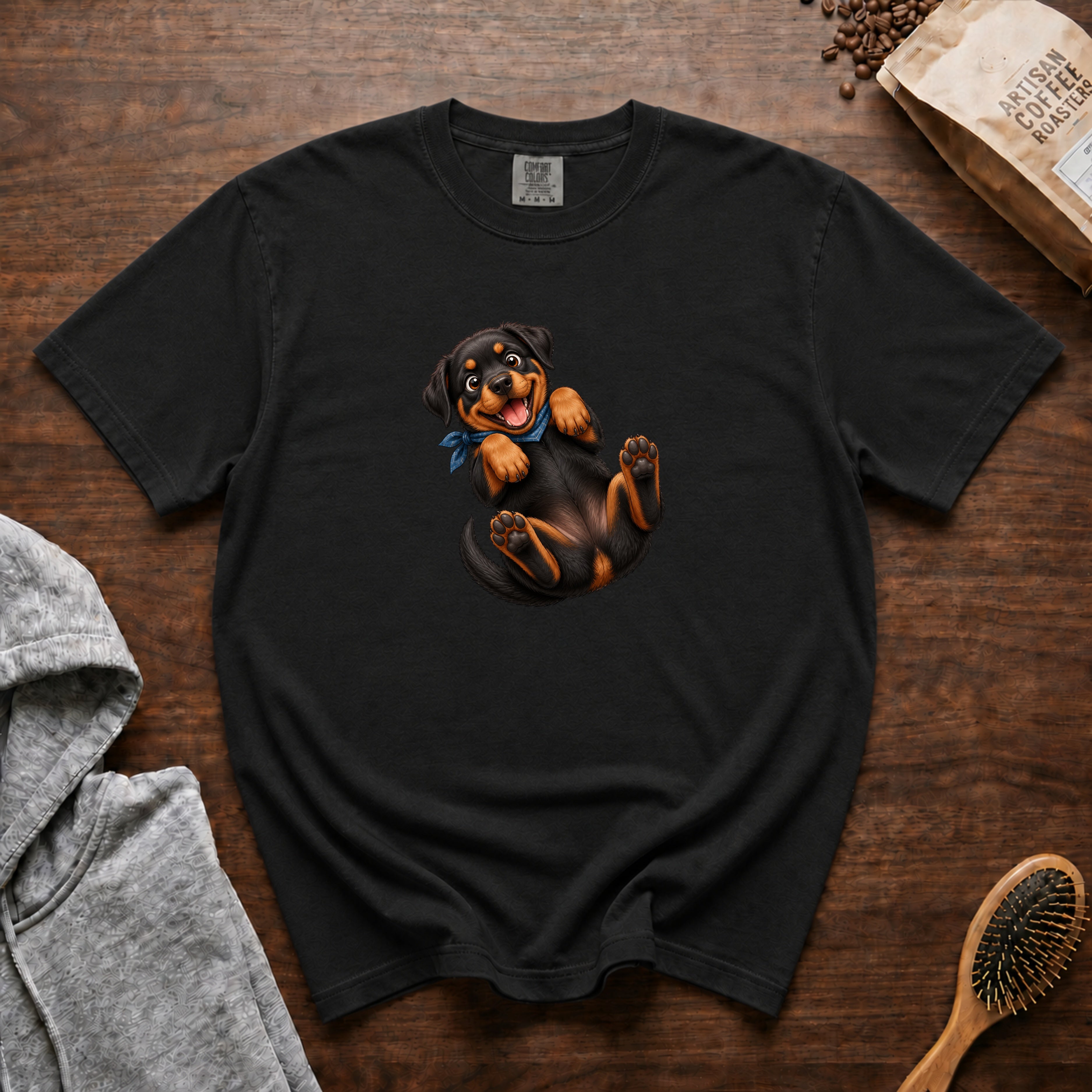 Rottweiler Belly Rub T-Shirt — Black
