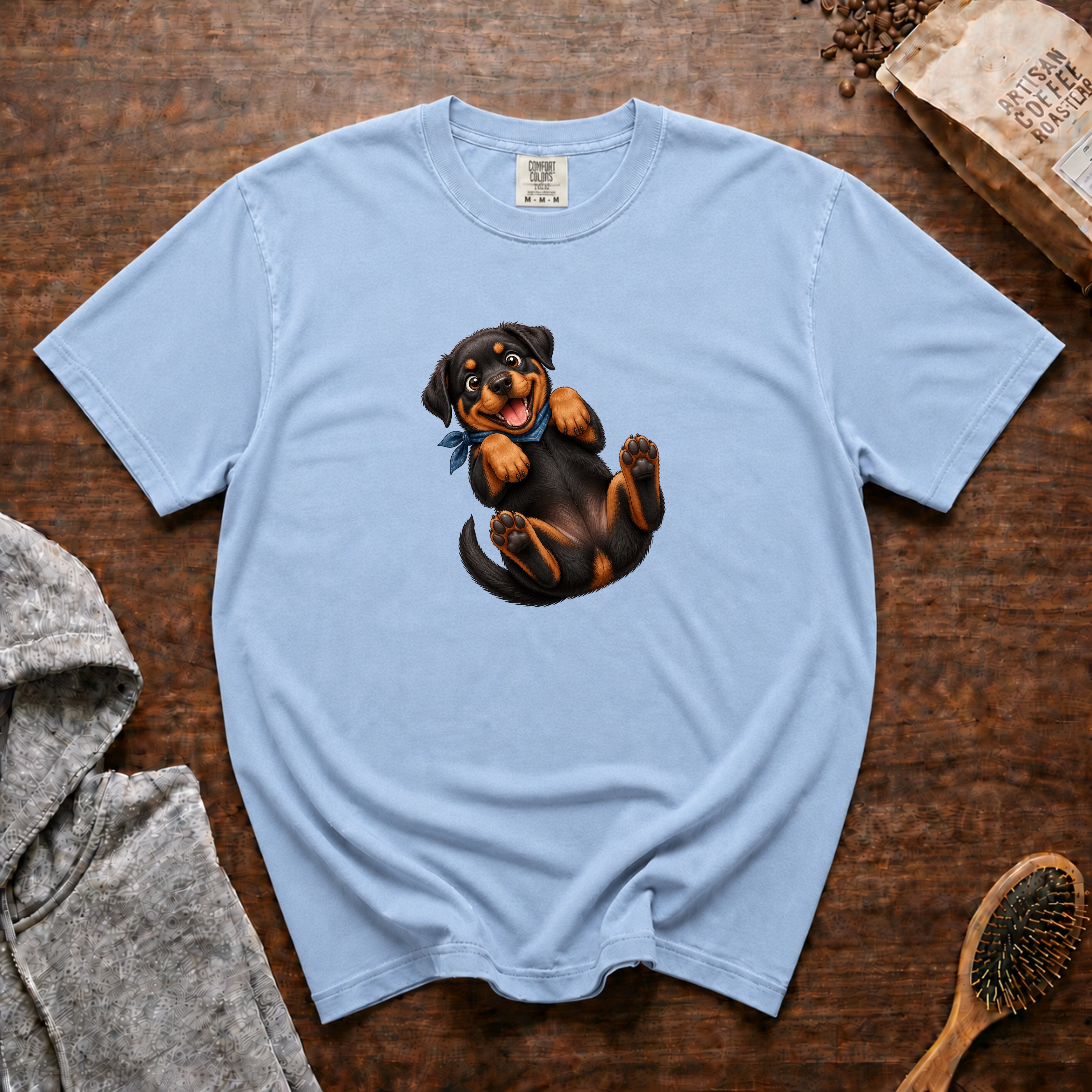Rottweiler Belly Rub T-Shirt — Chambray