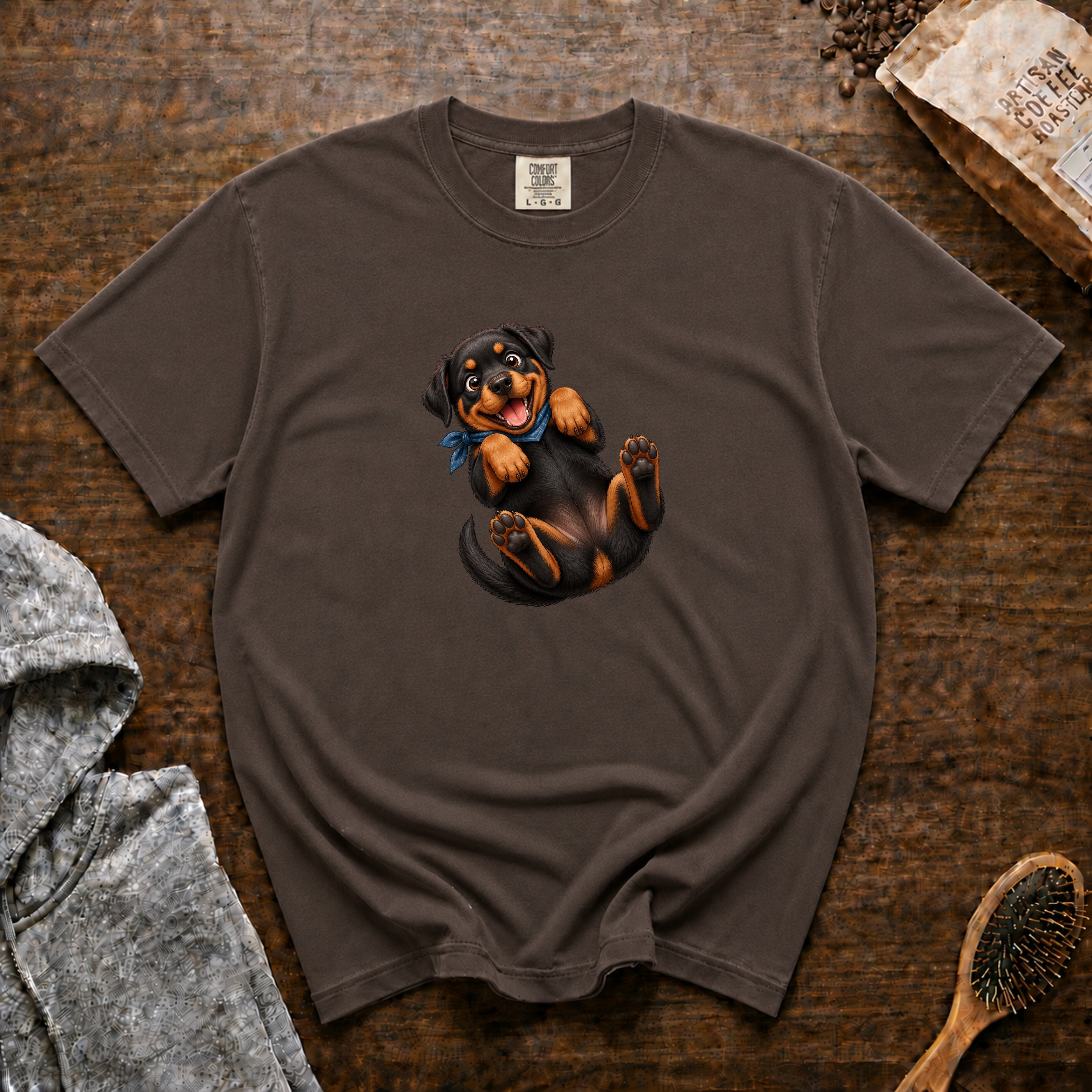 Rottweiler Belly Rub T-Shirt — Espresso