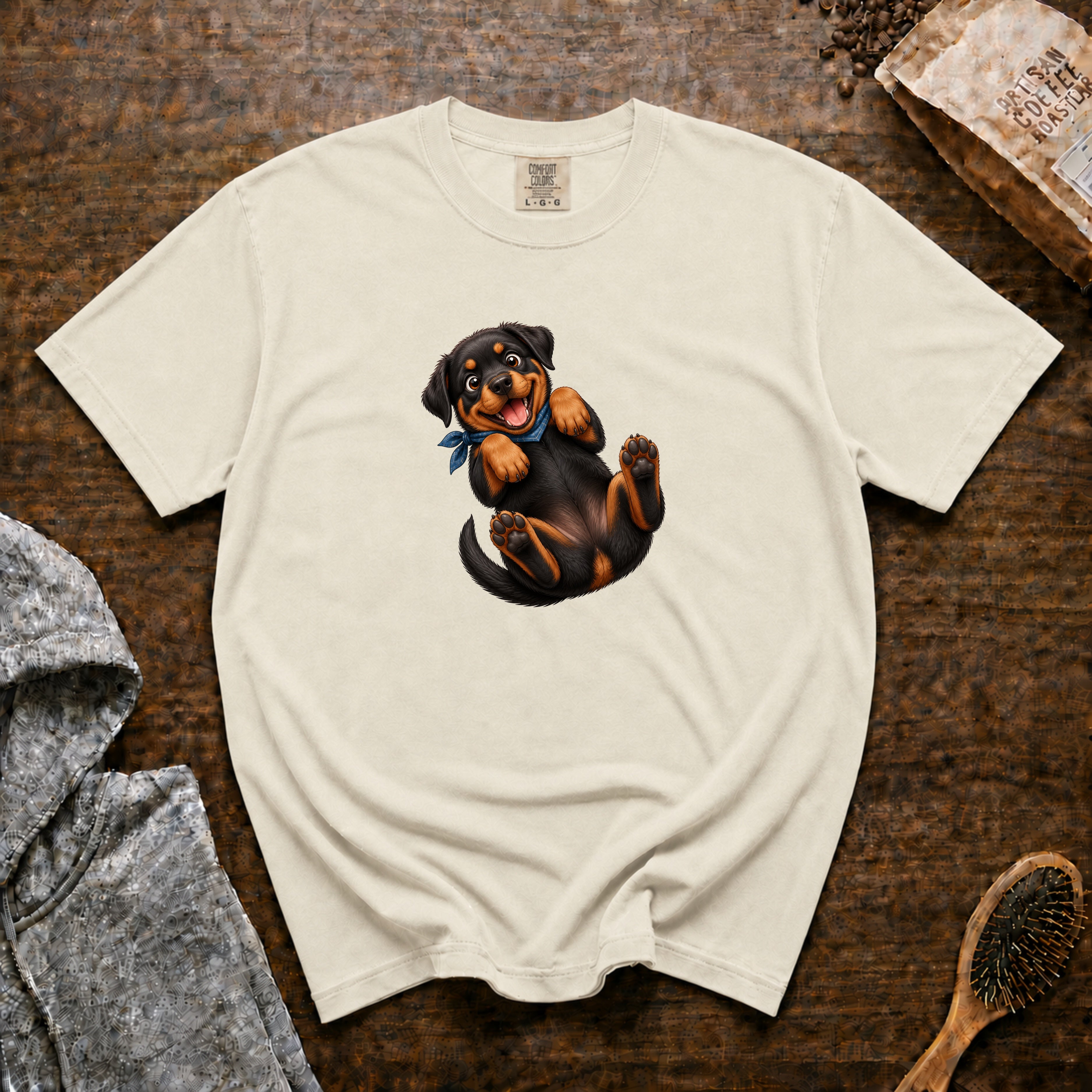 Rottweiler Belly Rub T-Shirt — Ivory