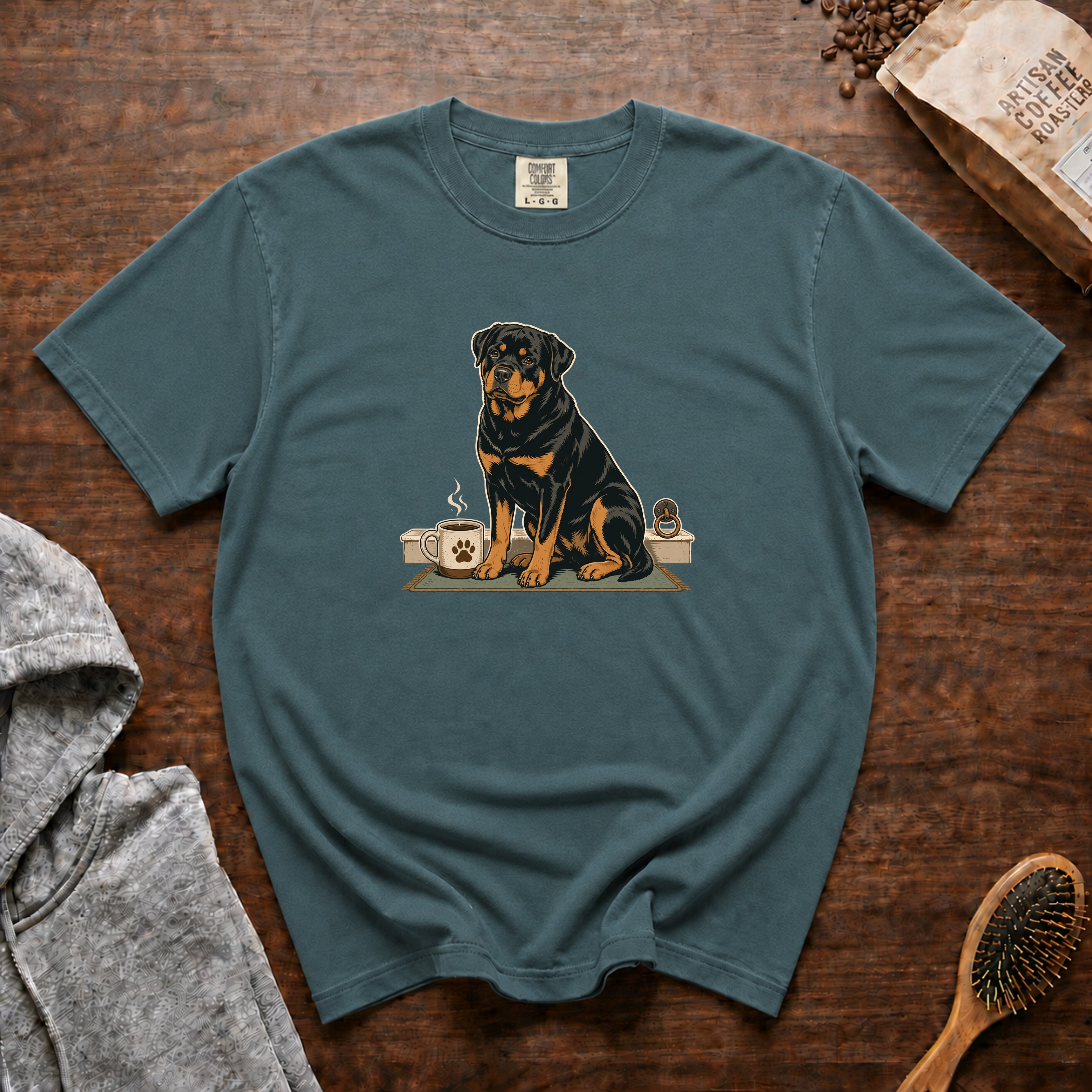 Rottweiler Heavy Roast Guardian Blend T-Shirt — Blue Spruce