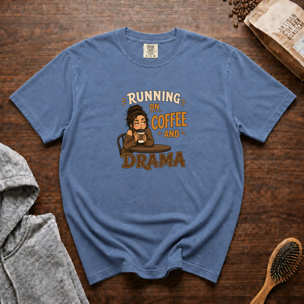 Running On Coffee And Drama T-Shirt — Blue Jean