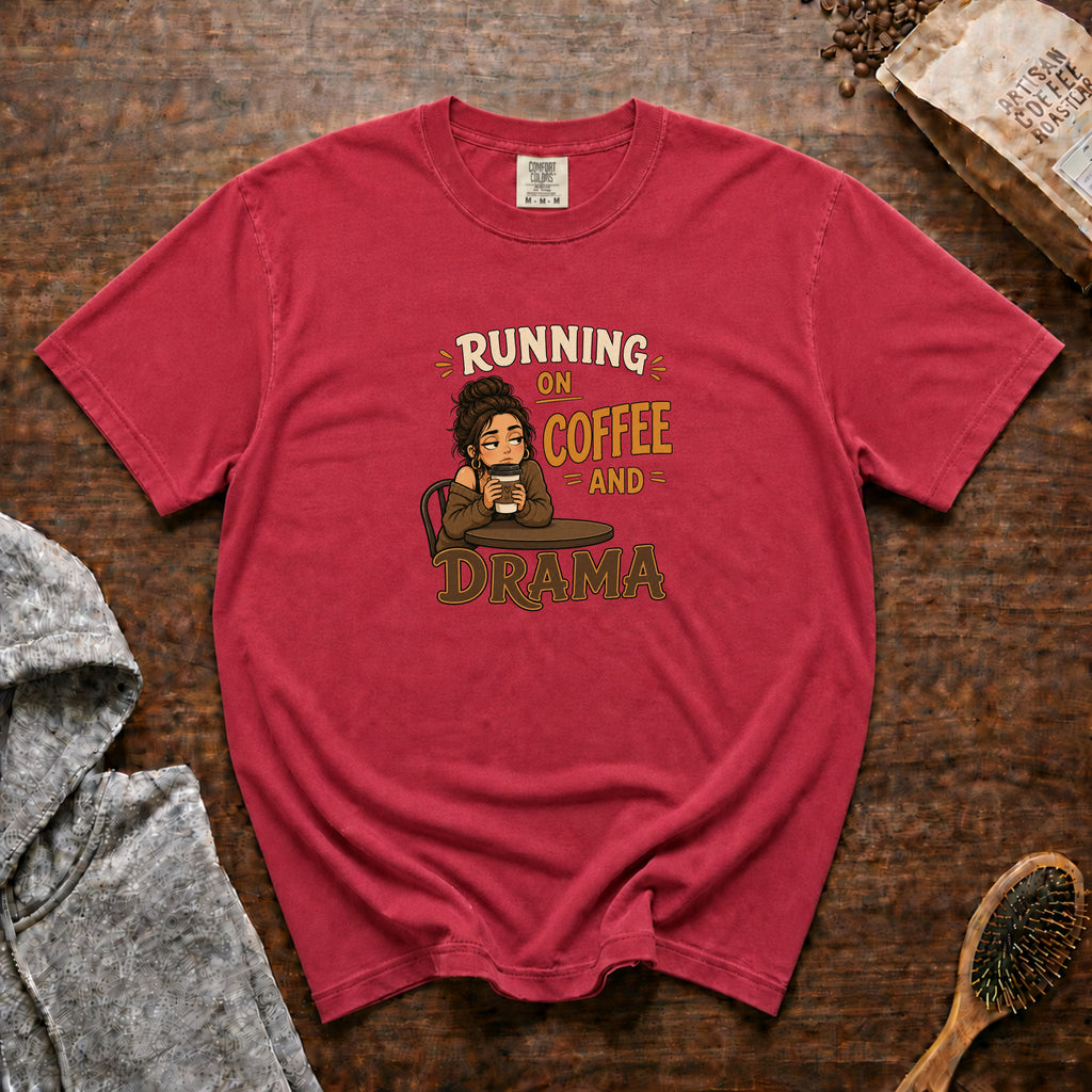 Running On Coffee And Drama T-Shirt — Crimson