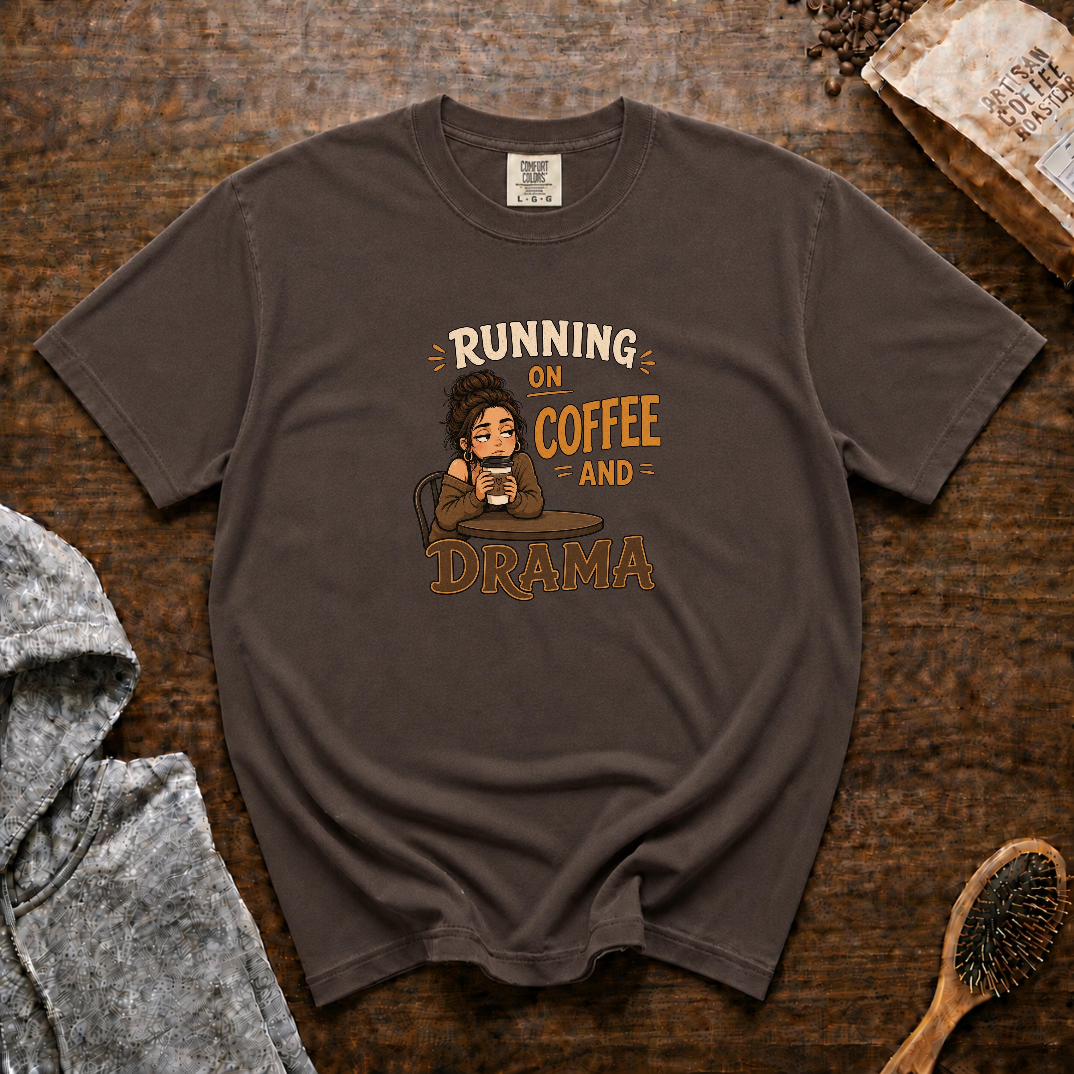 Running On Coffee And Drama T-Shirt — Espresso